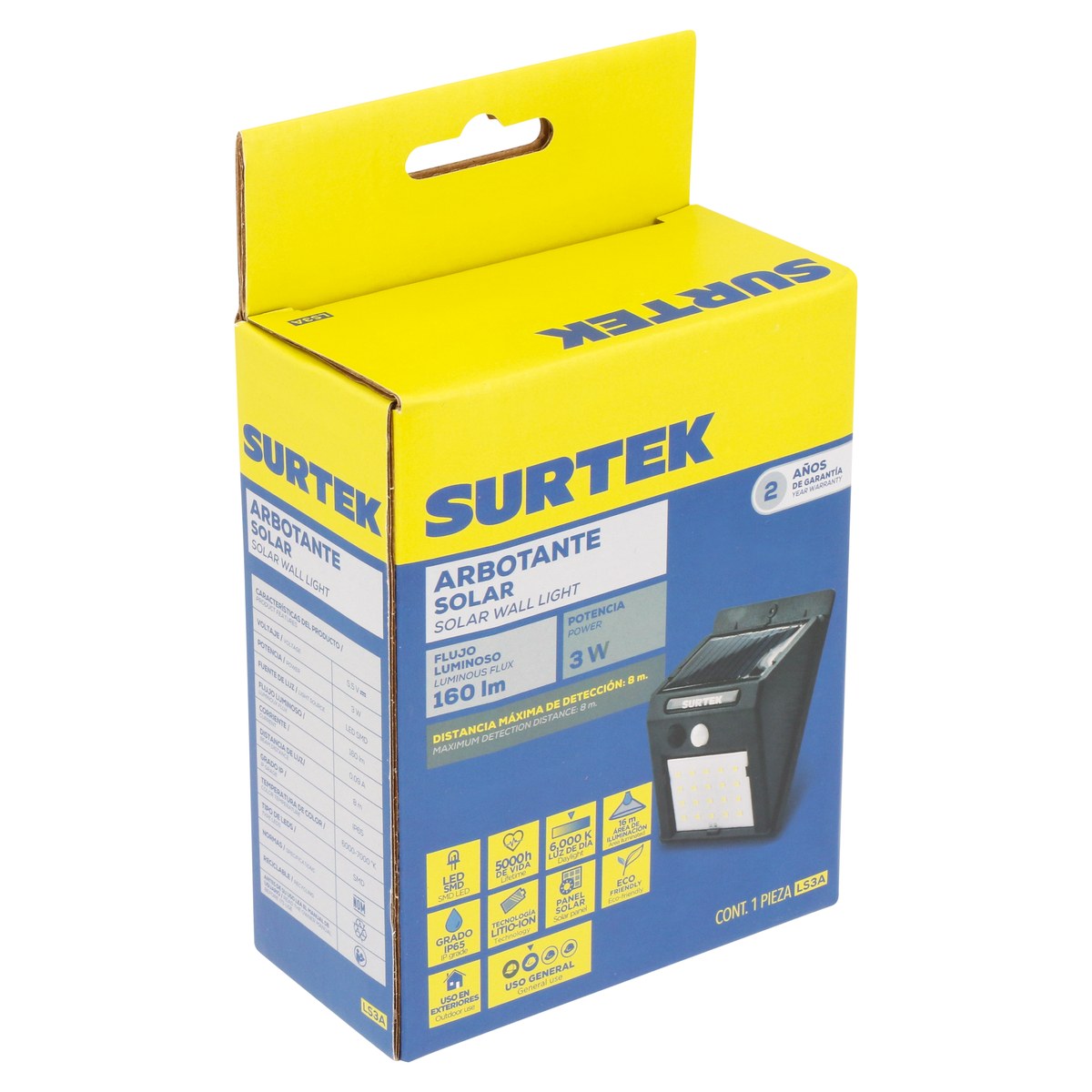 Luminario de LED solar con sensor de 160 lm Surtek - Imagen 2
