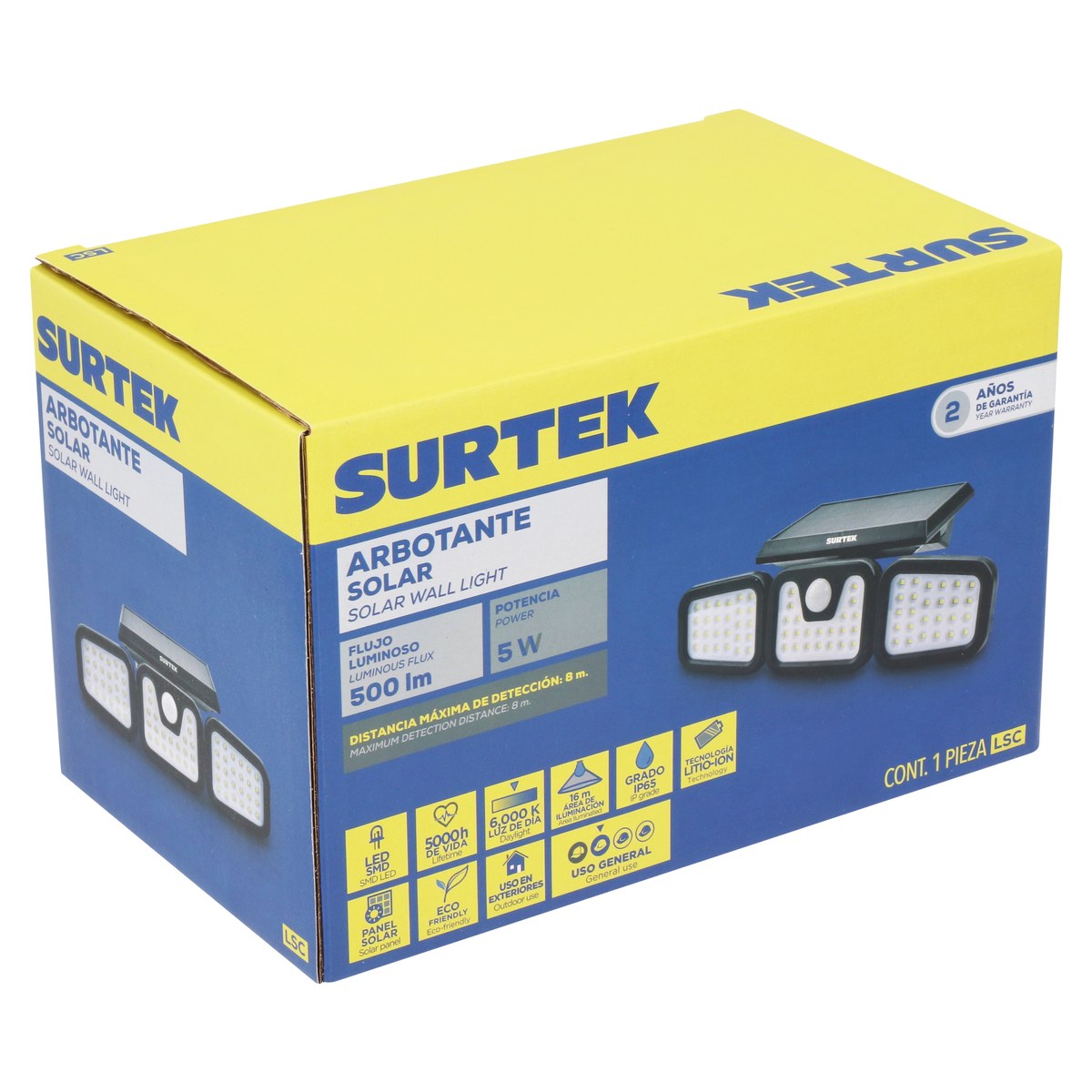 Luminario de LED solar con sensor de 500 lm Surtek - Imagen 2