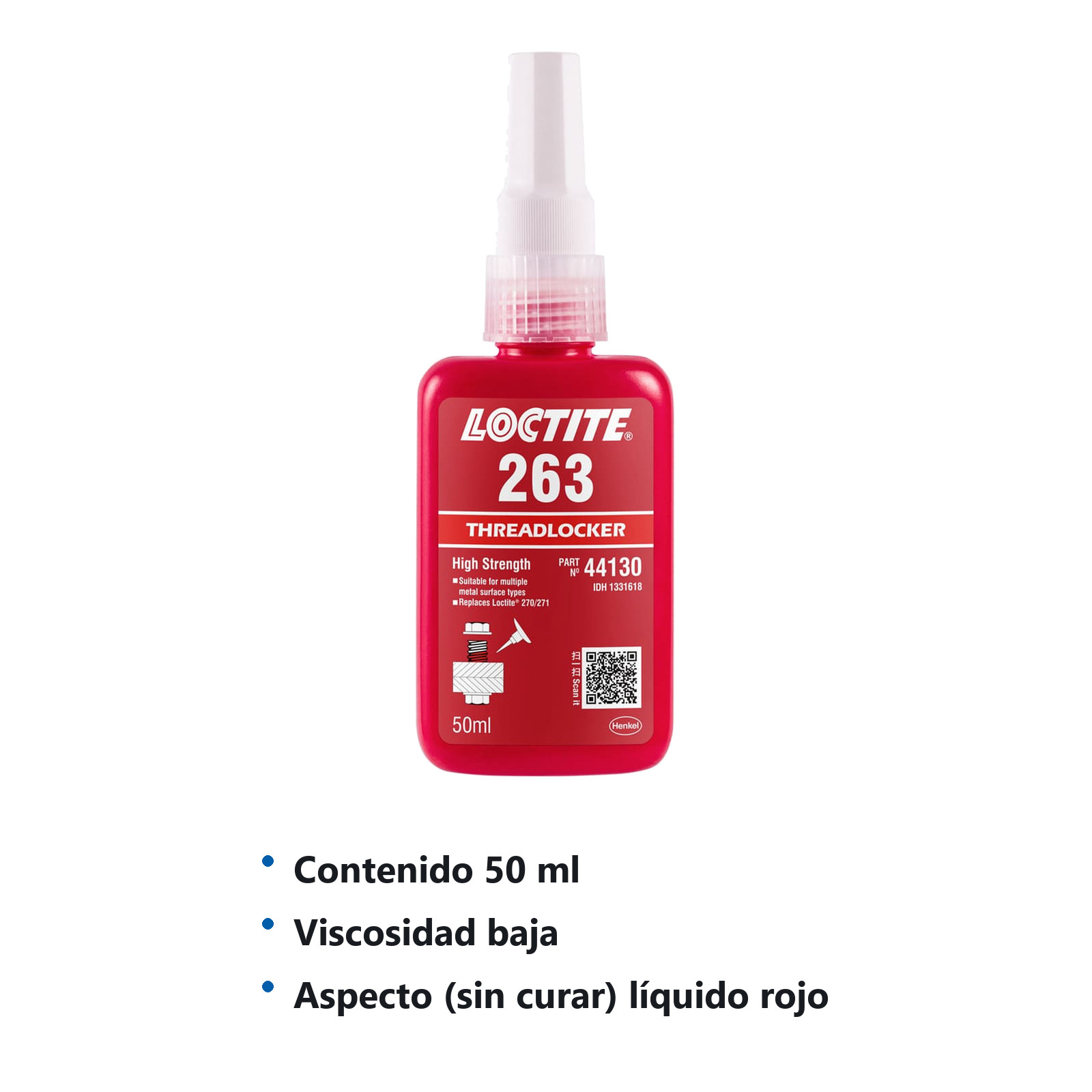 LOCTITE 263 FIJADOR DE ROSCAS RESISTENCIA PERMANENTE 50 ml - Imagen 3