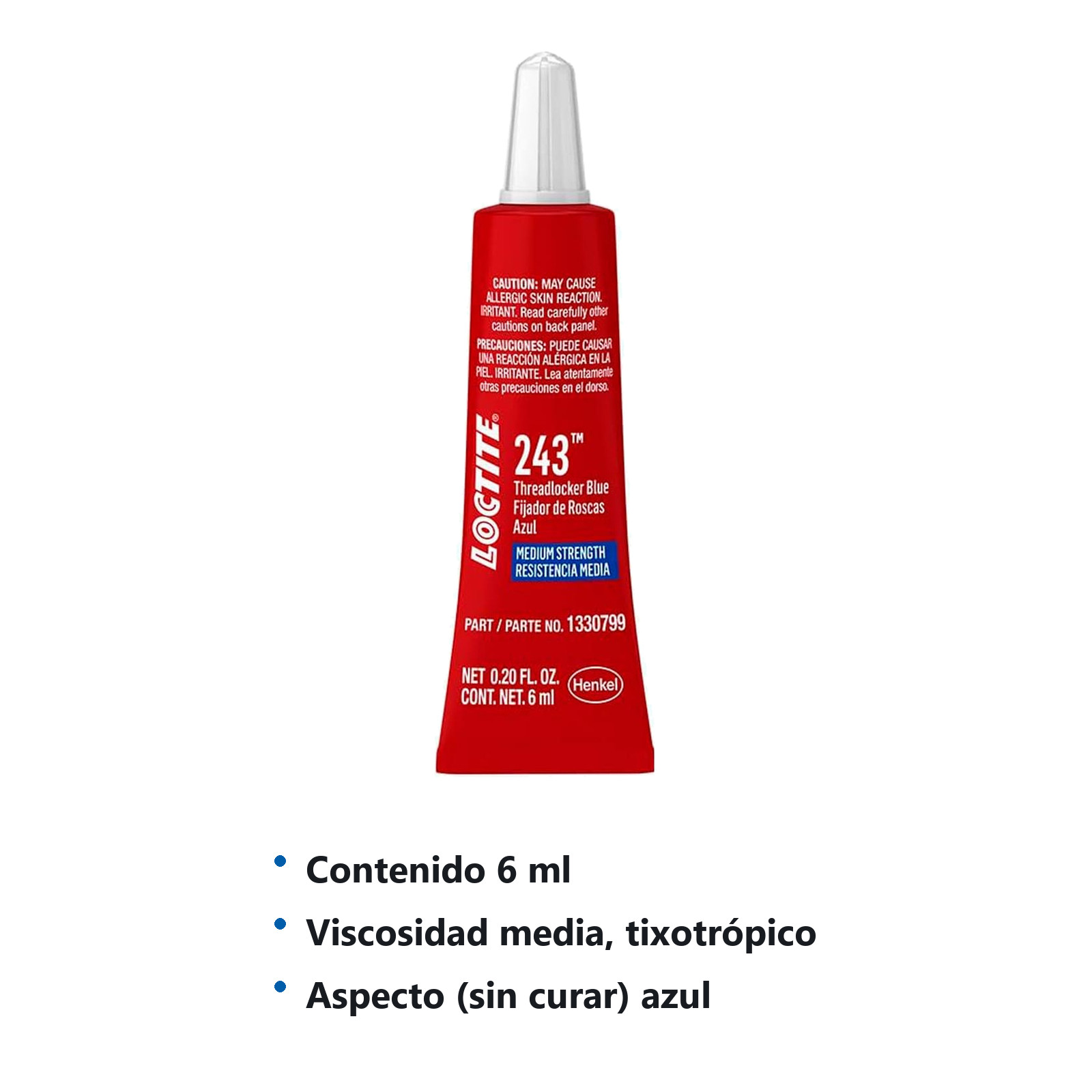 LOCTITE 243 FIJADOR DE ROSCAS RESISTENCIA REMOVIBLE 6 ml - Imagen 3