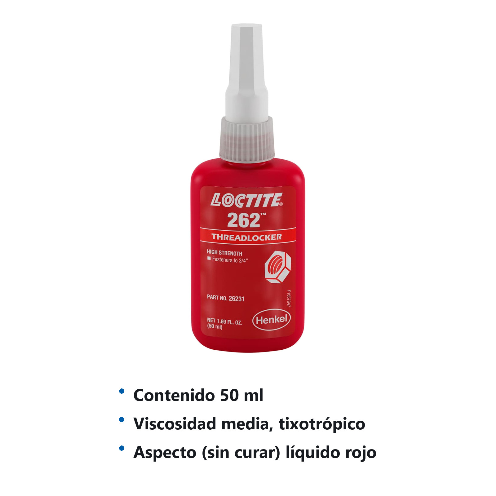 LOCTITE 262 FIJADOR DE ROSCAS RESISTENCIA PERMANENTE 50 ml - Imagen 2