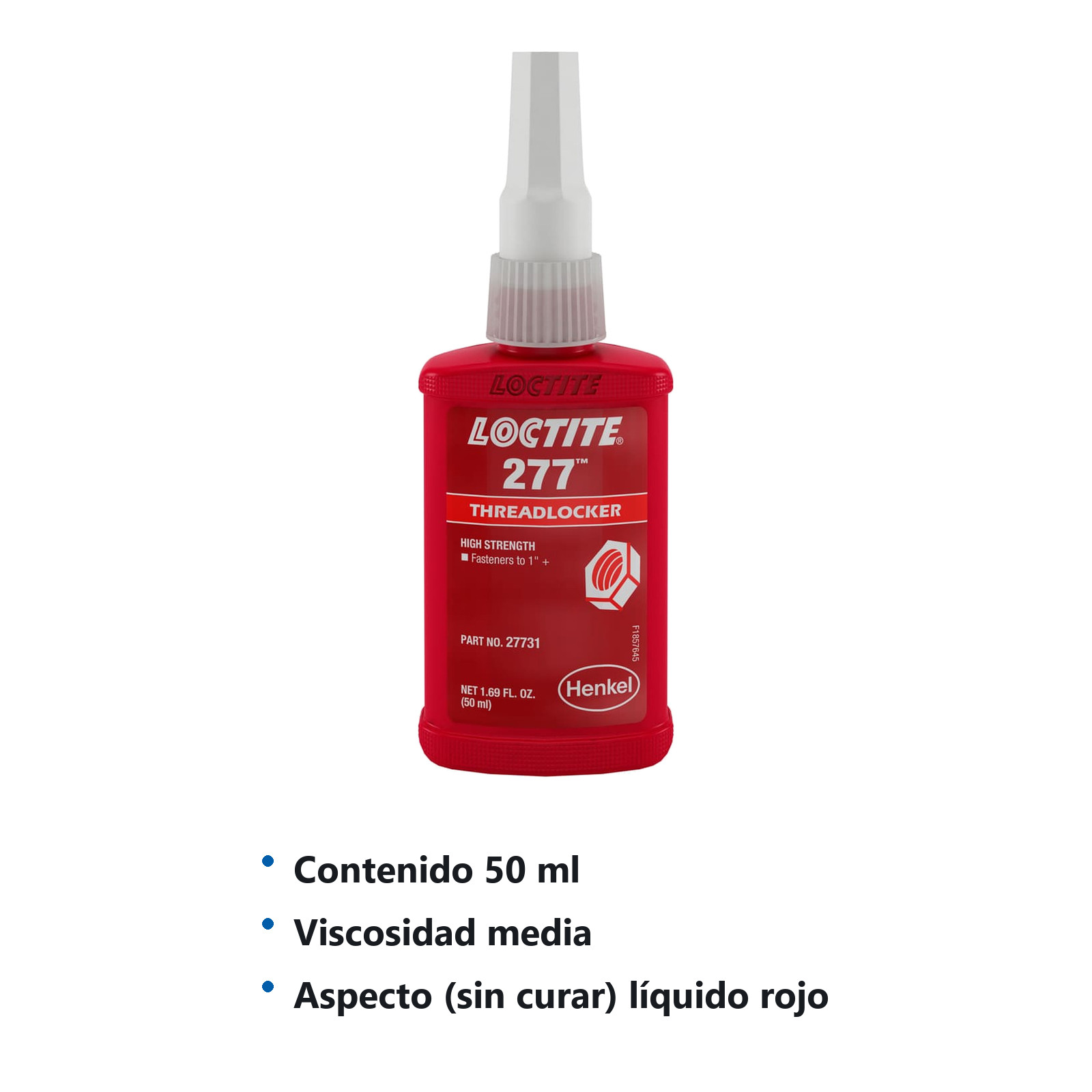 LOCTITE 277 FIJADOR DE ROSCAS RESISTENCIA ALTA 50 ml - Imagen 2