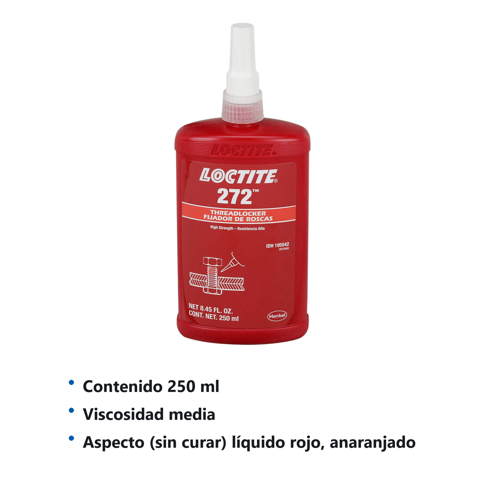 LOCTITE 272 FIJADOR DE ROSCAS RESISTENCIA ALTA 250 ml - Imagen 2