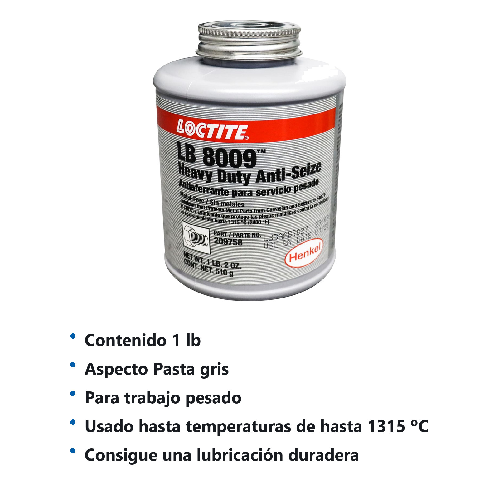 LOCTITE LB 8009 ANTI-AFERRANTE TRABAJO PESADO 1LB.2OZ (510 g) - Imagen 2