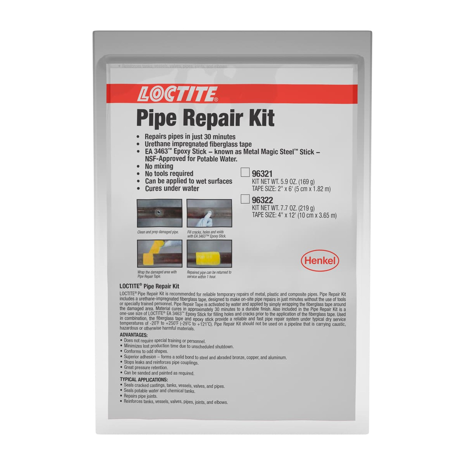 LOCTITE Kit para Reparación de Tuberías 2" x 6"
