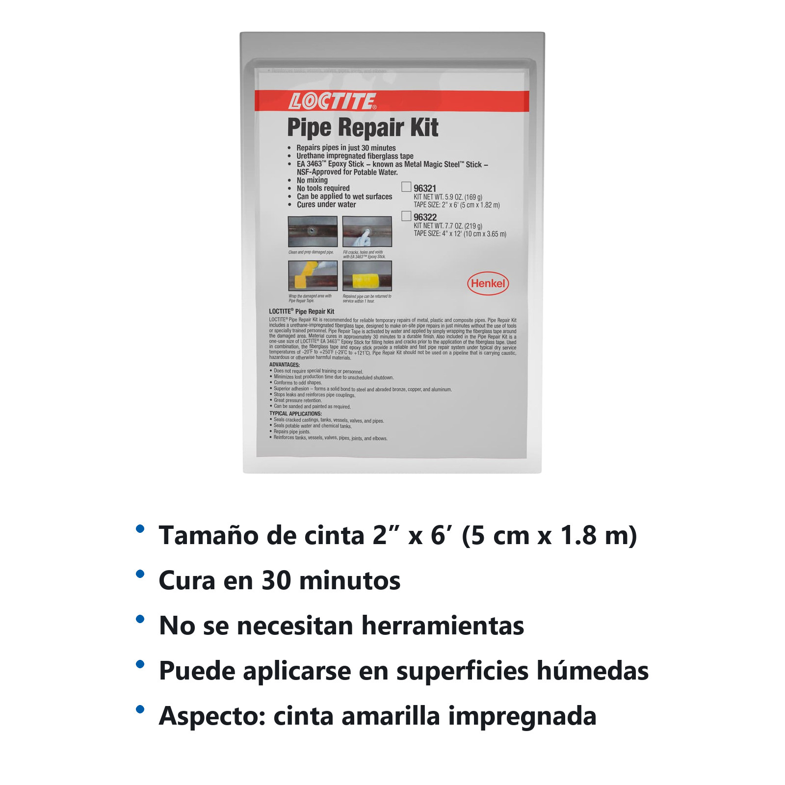 LOCTITE KIT PARA REPARACION DE TUBERIAS 2" x 6" - Imagen 2