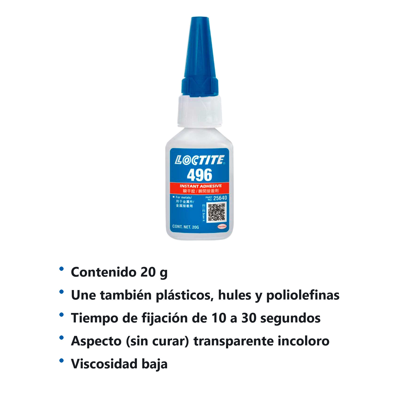 LOCTITE 496 ADHESIVO INSTANTANEO SUPER BONDER BOTELLA 20 g - Imagen 2
