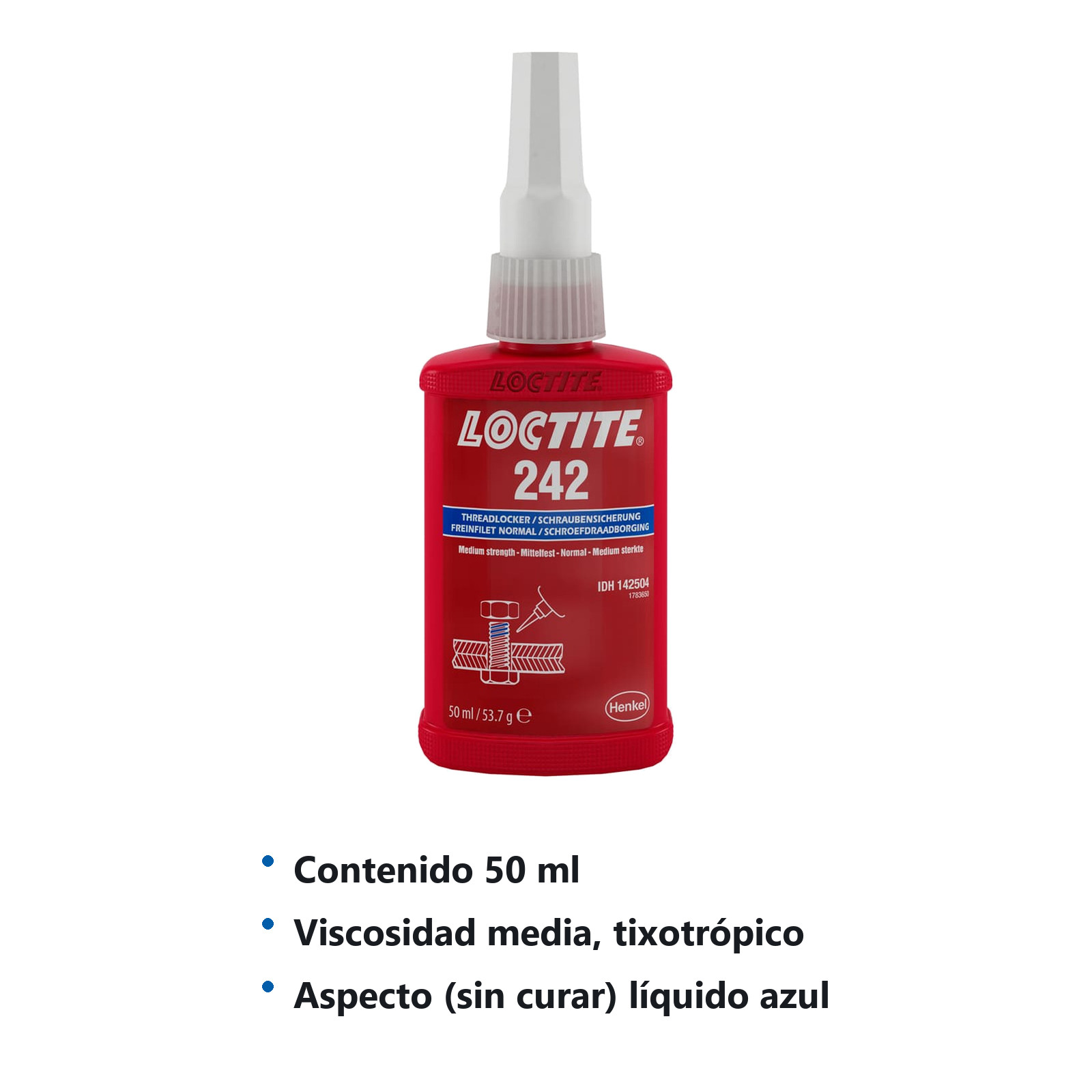 LOCTITE 242 FIJADOR DE ROSCAS RESISTENCIA REMOVIBLE 50 ml - Imagen 2
