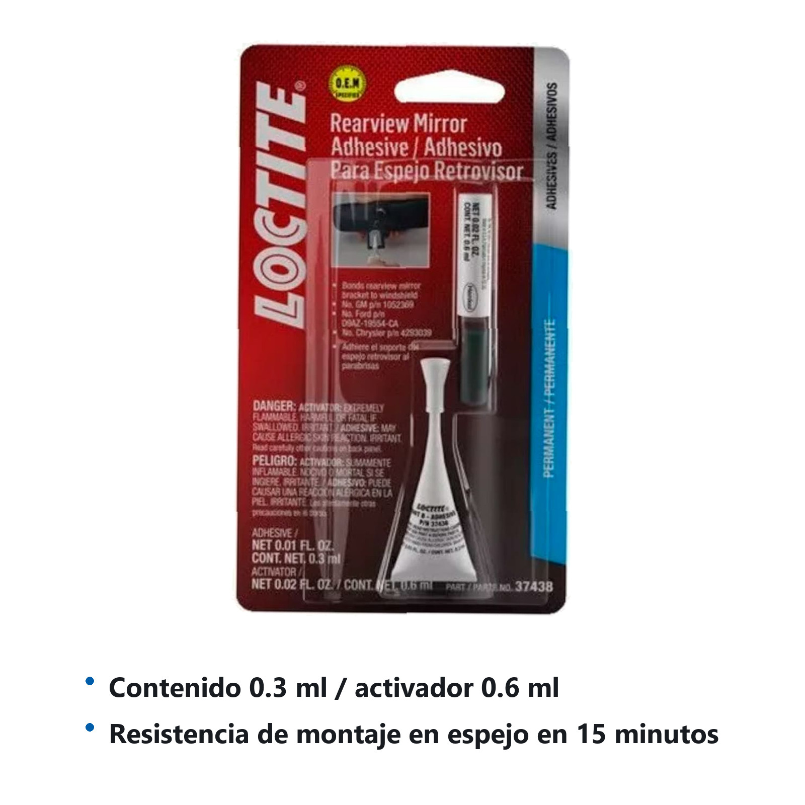 LOCTITE ADHESIVO INSTANTANEO P/ESPEJO RETROVISOR - ADHESIVO 0.3 ml / ACTIVADOR 25 ml - Imagen 2