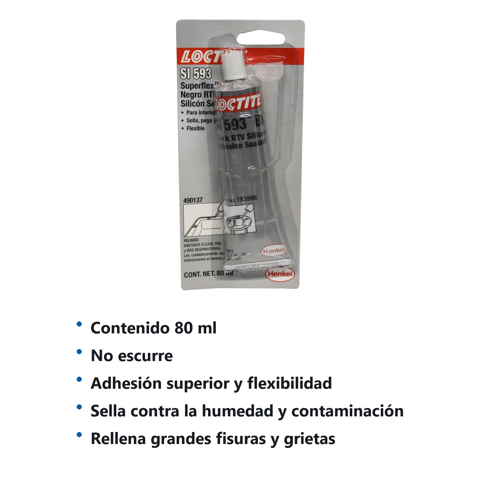 LOCTITE SUPERFLEX SILICON NEGRO RTV SELLADOR ADHESIVO 80 ml - Imagen 2