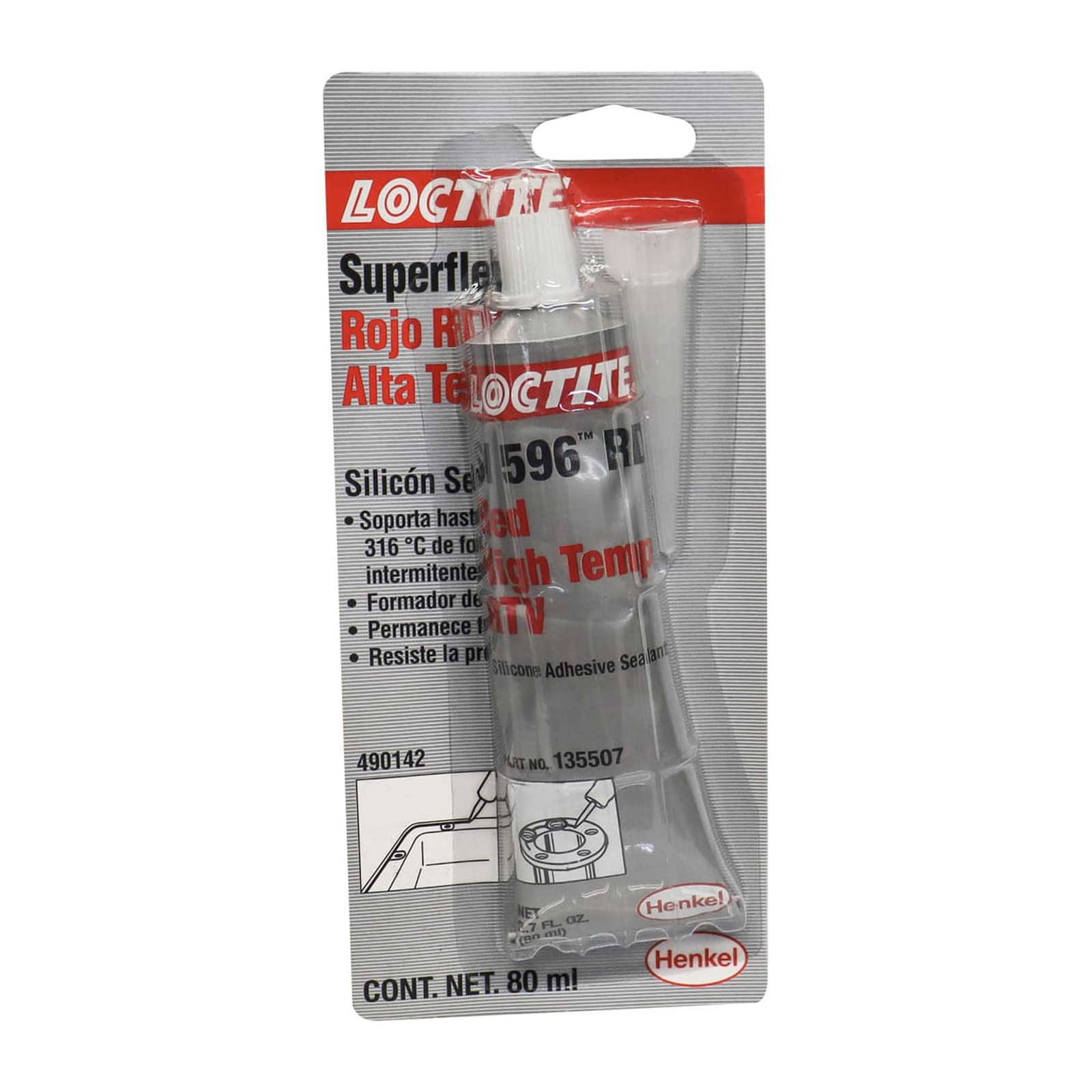 LOCTITE Superflex Silicón Rojo Alta Temperatura Sellador Adhesivo 80 ml