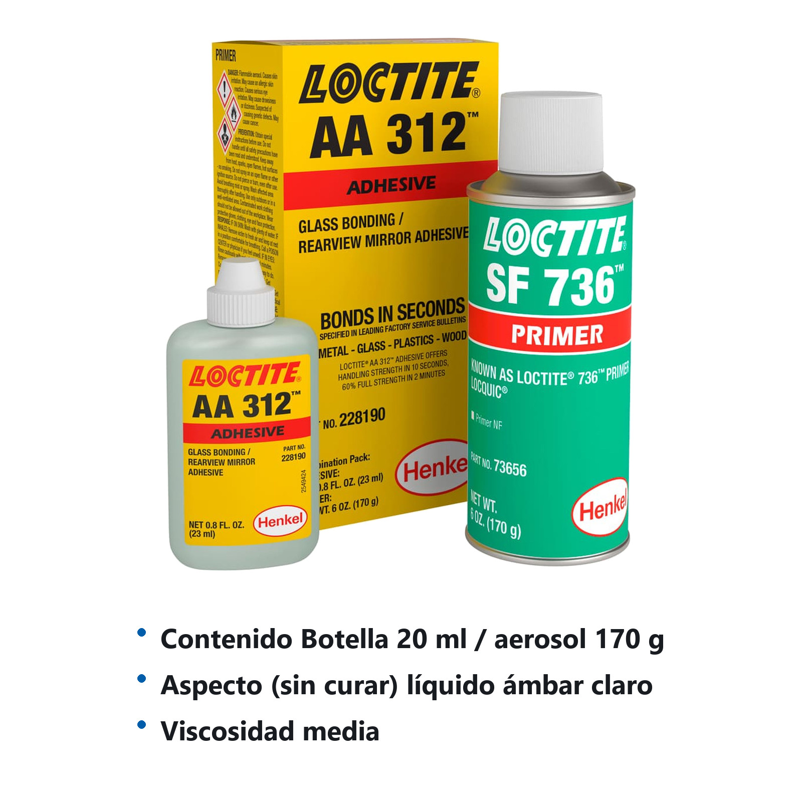 LOCTITE 312 SPEEDBONDER KIT - BOTELLA 20 ml / AEROSOL 170 g - Imagen 2