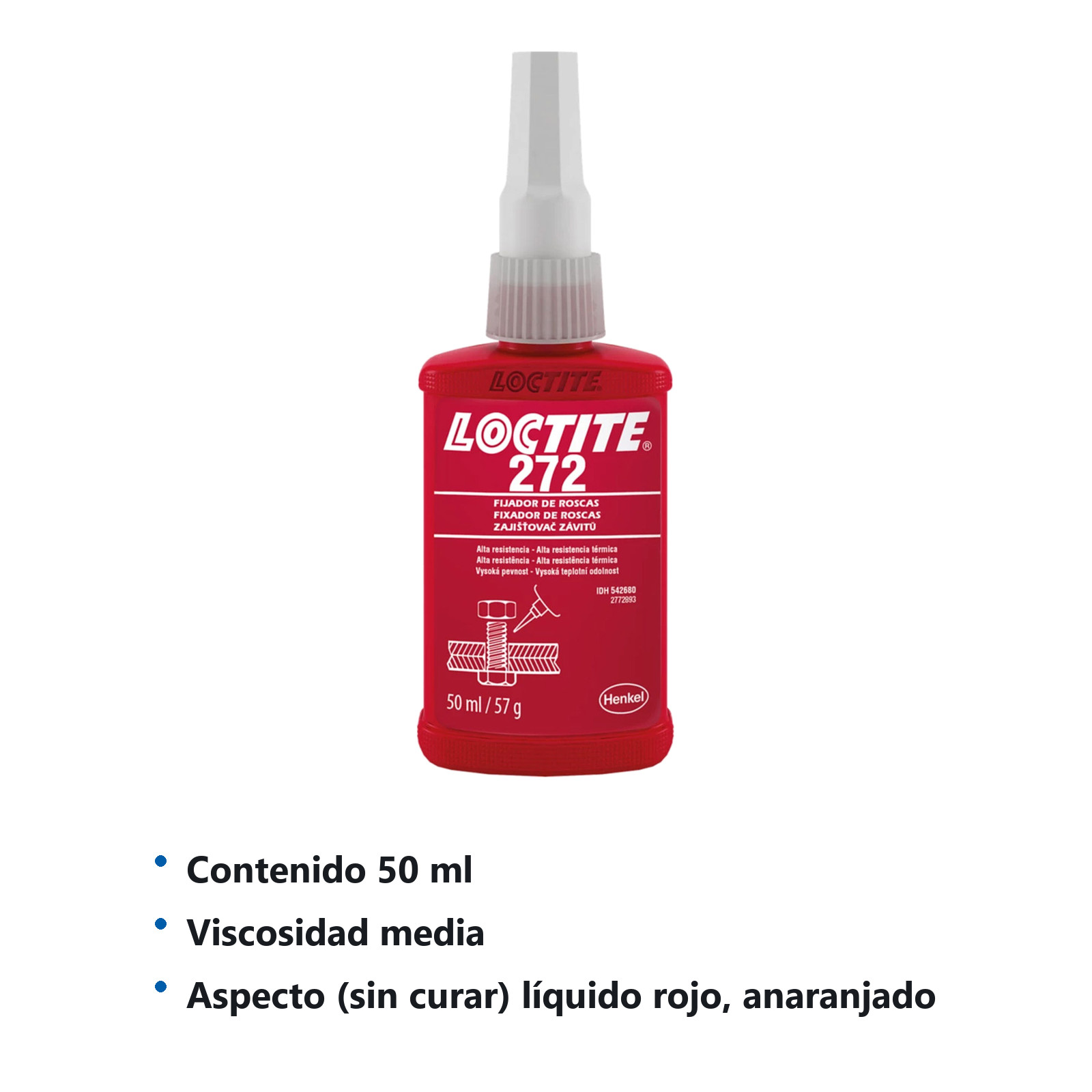 LOCTITE 272 FIJADOR DE ROSCAS RESISTENCIA ALTA 50 ml - Imagen 2