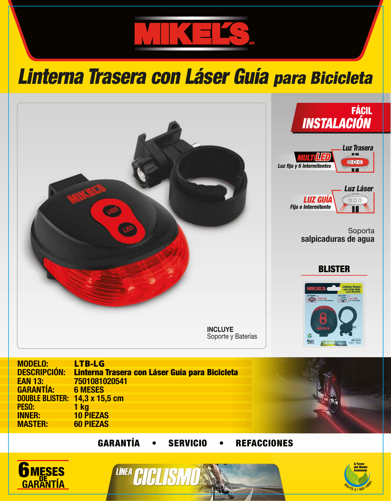 MIKELS LTB-09 Linterna 9 LEDS plástica trasera - Imagen 4