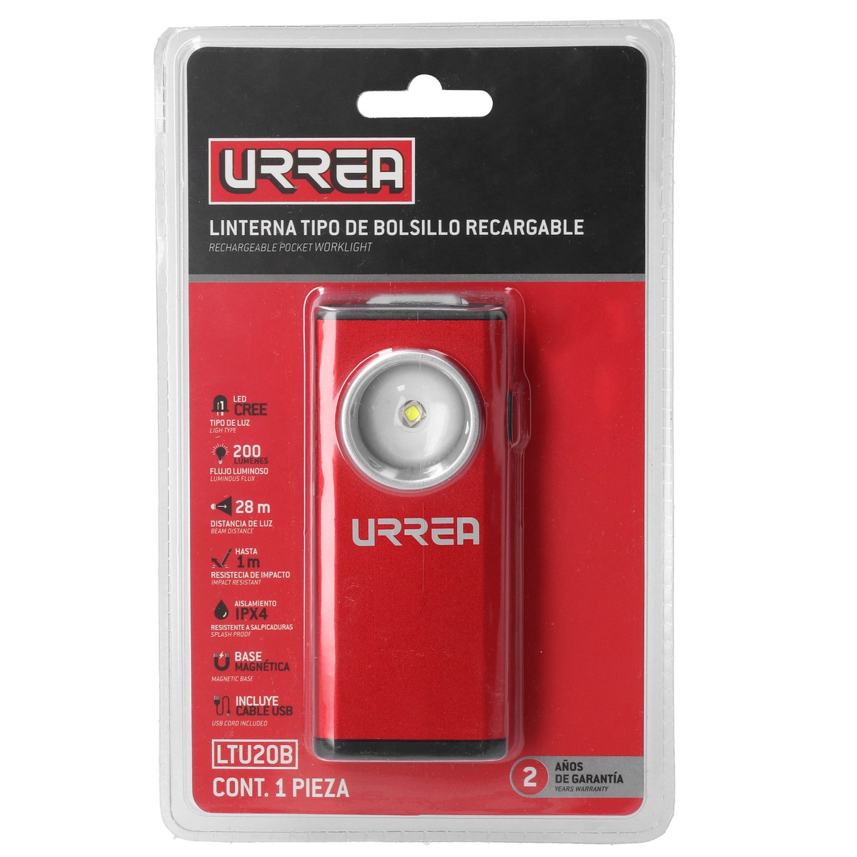 Linterna de LED tipo bolsillo recargable de 200 lm Urrea - Imagen 3