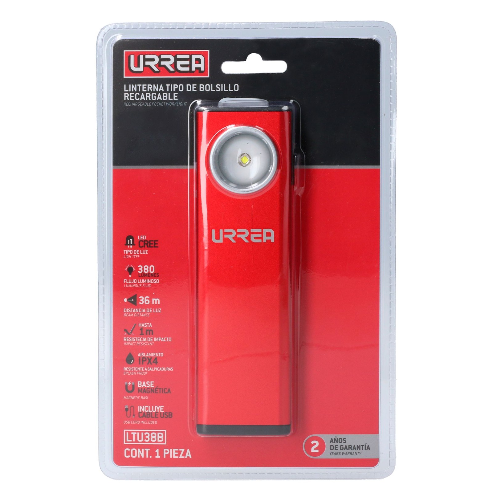 Linterna de LED tipo bolsillo recargable de 380 lm Urrea - Imagen 3