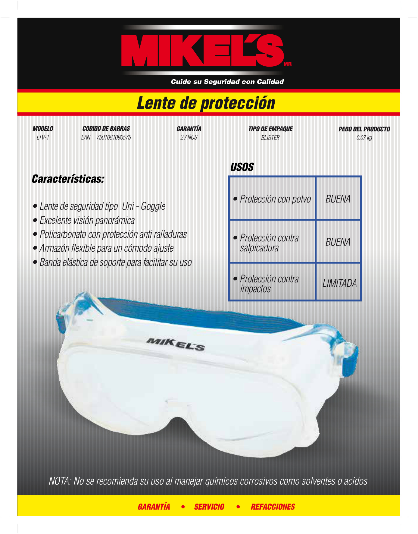 MIKELS LTV-1 Lentes de protección para trabajo - Imagen 4