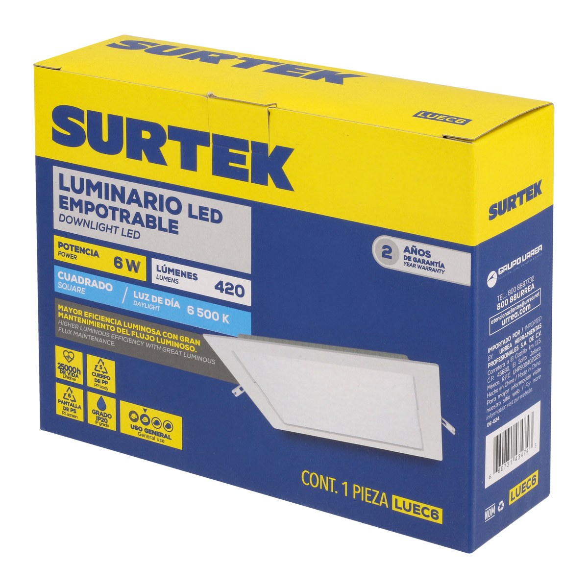 Luminario de LED empotrable cuadrado 6 W, luz de día Surtek - Imagen 4