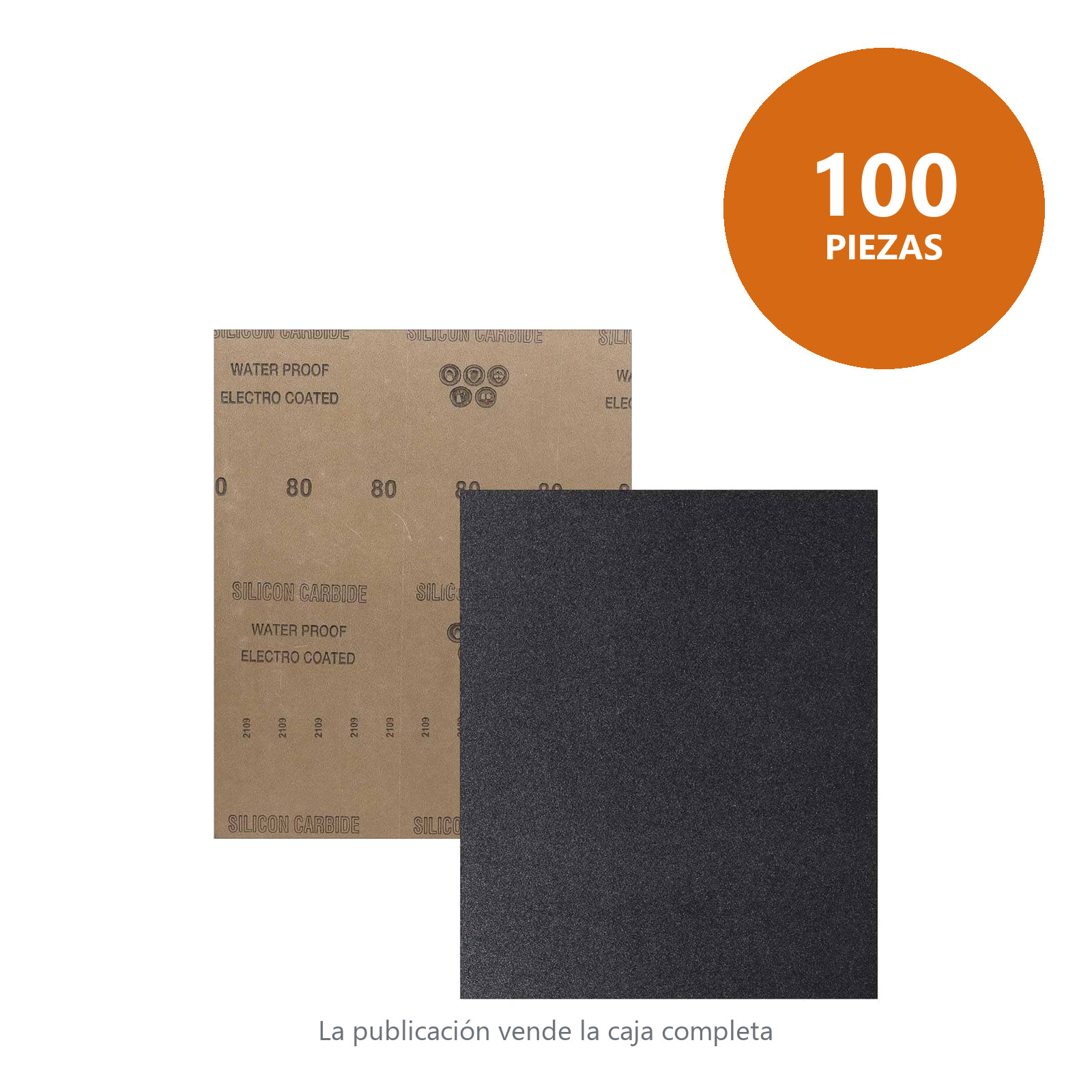 HOJA DE LIJA DE AGUA CARBURO SILICIO 9" x 11" G100 (Precio x pieza - Empaque c/100 pzas) - Imagen 3