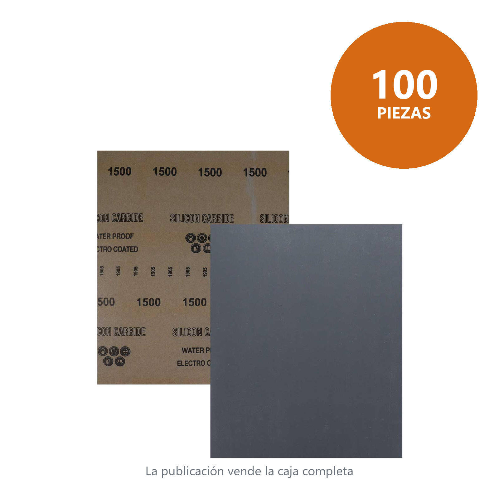 HOJA DE LIJA DE AGUA CARBURO SILICIO 9" x 11" G1500 (Precio x pieza - Empaque c/100 pzas) - Imagen 3