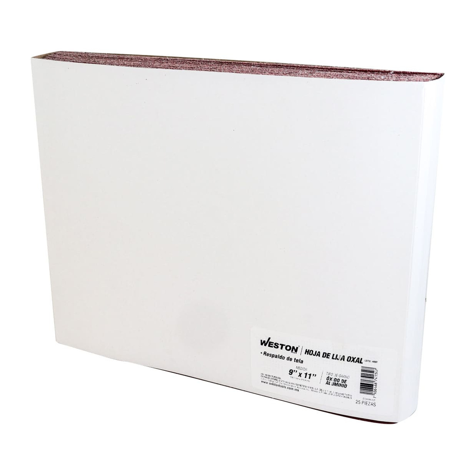 HOJA DE LIJA RESPALDO DE TELA OXIDO DE ALUMINIO 9" X 11" G180(Precio x pieza - Empaque c/50 pzas) - Imagen 2