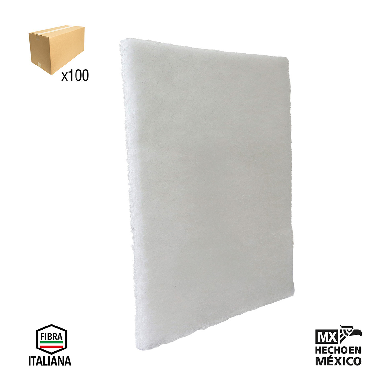 ALMOHADILLA DE FIBRA PRO BLANCA (S/G) 6"x9" (CAJA BULK 100 pzas sin bolsa - Precio x Caja)