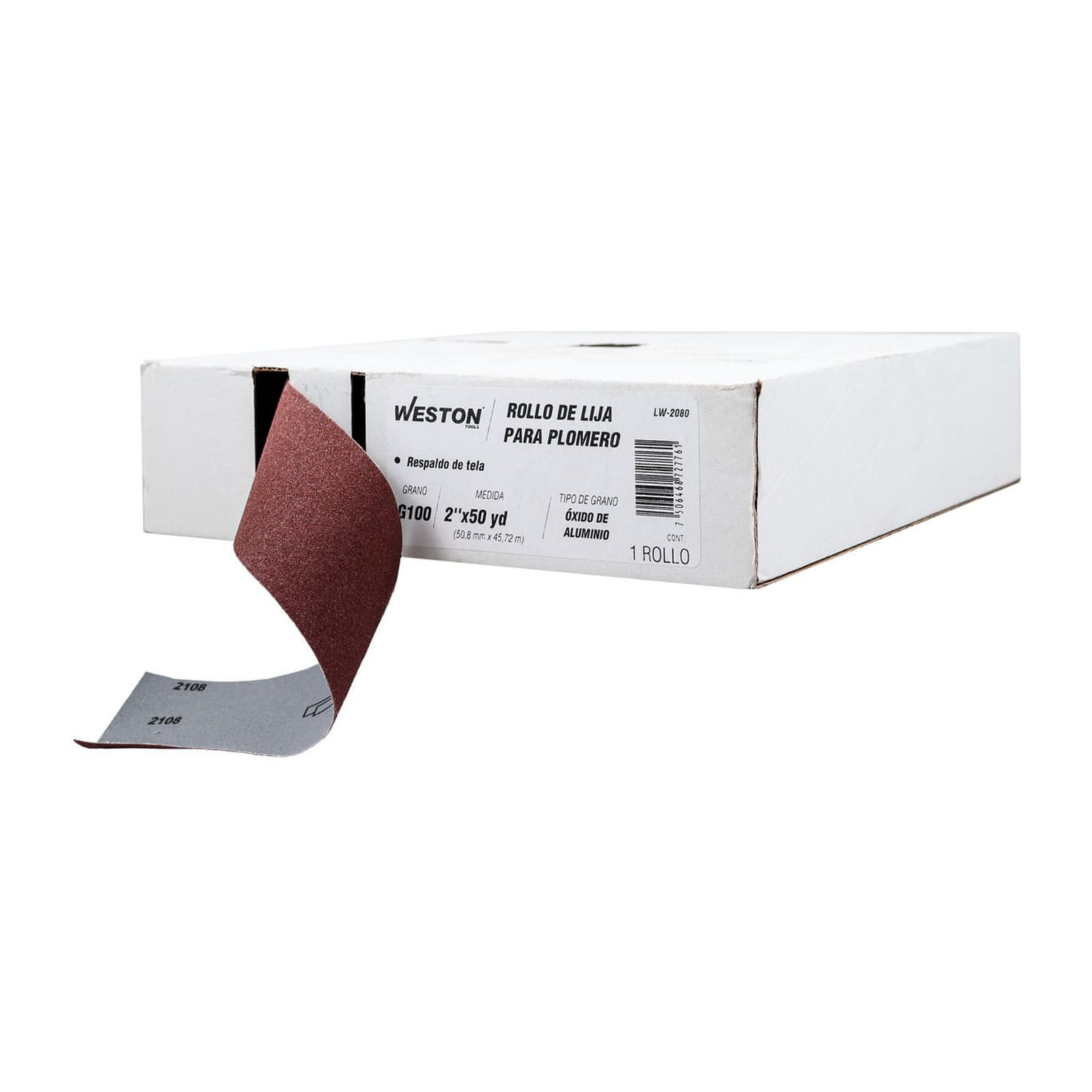 Rollo de Lija para Plomería Óxido de Aluminio 2" x 50 yd Grano 100 Weston