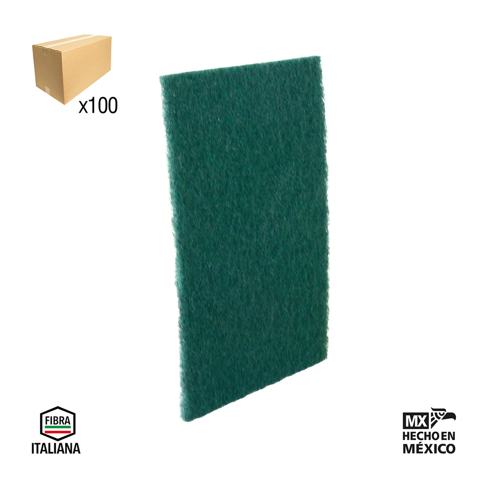 ALMOHADILLA DE FIBRA VERDE OSCURO (MUY FINO) 6"x9" (CAJA BULK 100 pzas sin bolsa - Precio x Caja)