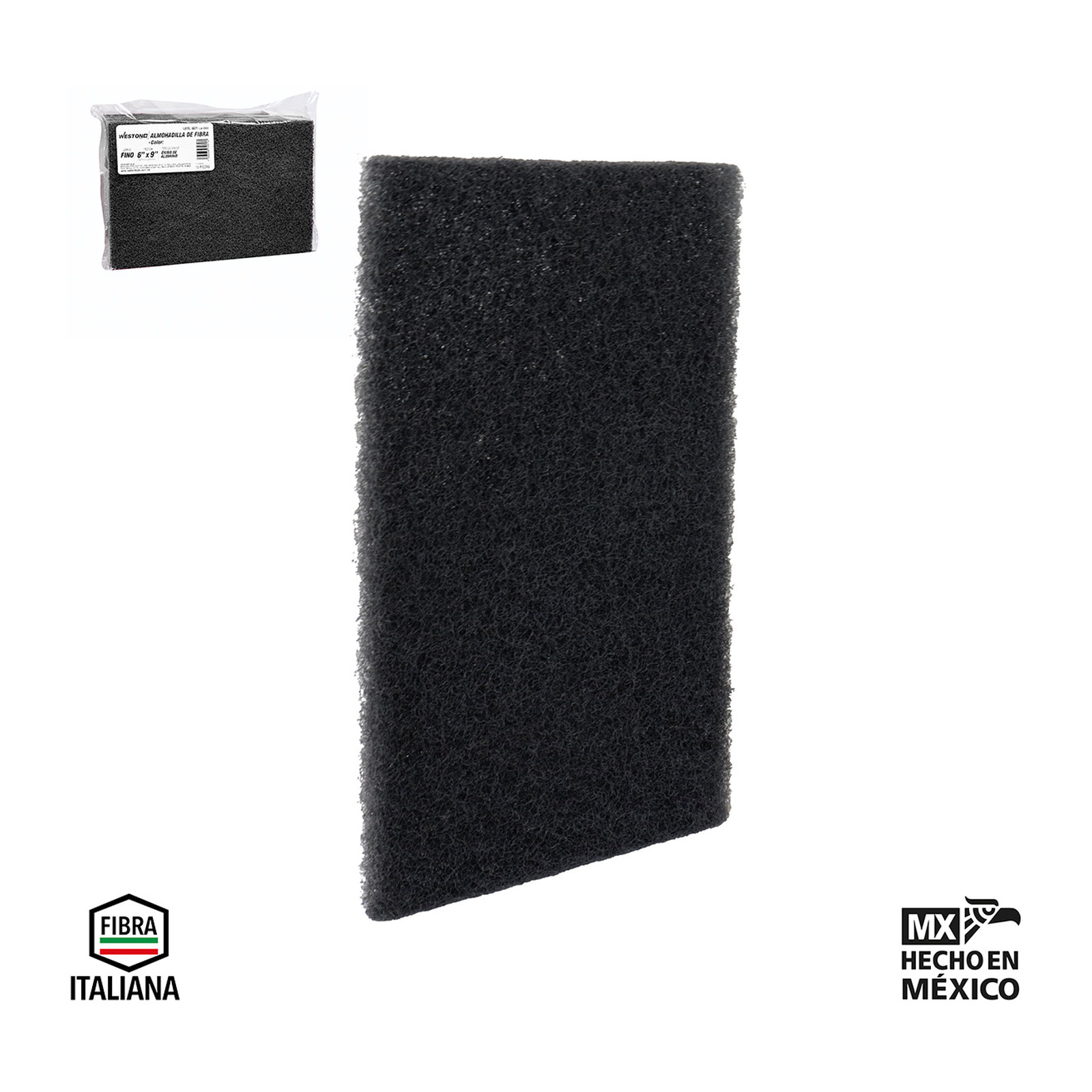 ALMOHADILLA DE FIBRA PRO NEGRA (SIC120) 6" X 9" (PRECIO X PIEZA - BOLSA C/10)