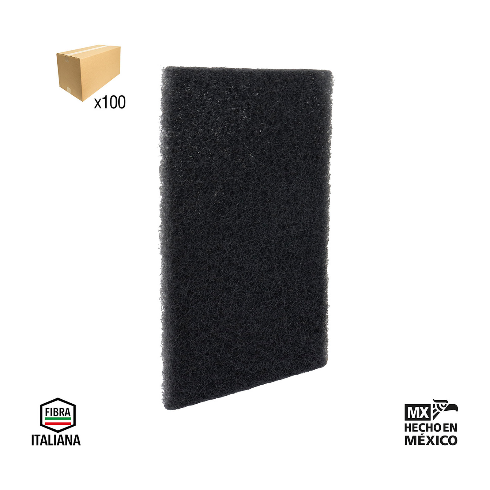ALMOHADILLA DE FIBRA PRO NEGRA (CS) 6"x9" (CAJA BULK 100 pzas sin bolsa - Precio x Caja)