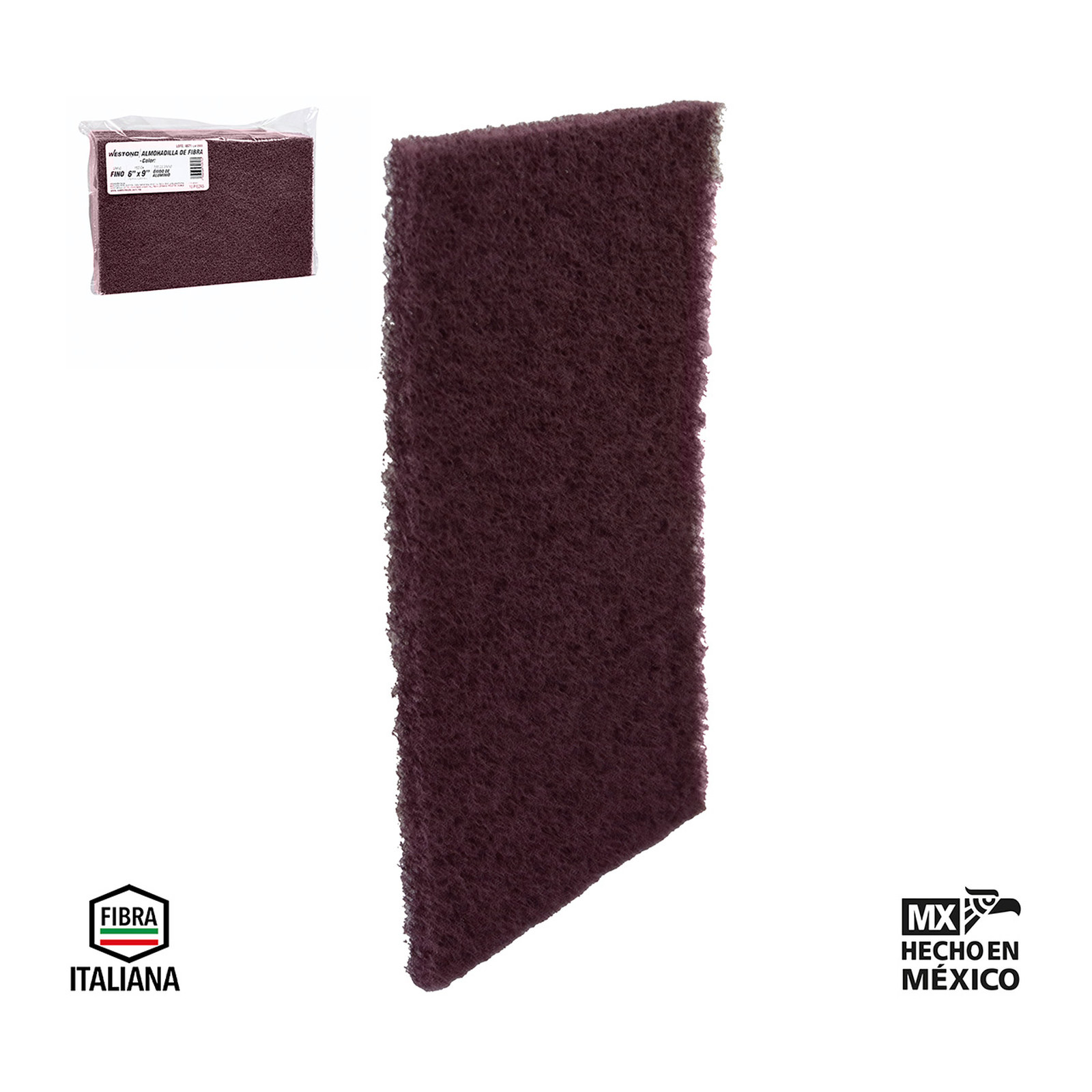ALMOHADILLA DE FIBRA PRO MARRON ( MEDIUM) 6" X 9" (Precio x Pieza - Bolsa c/10 pzs)
