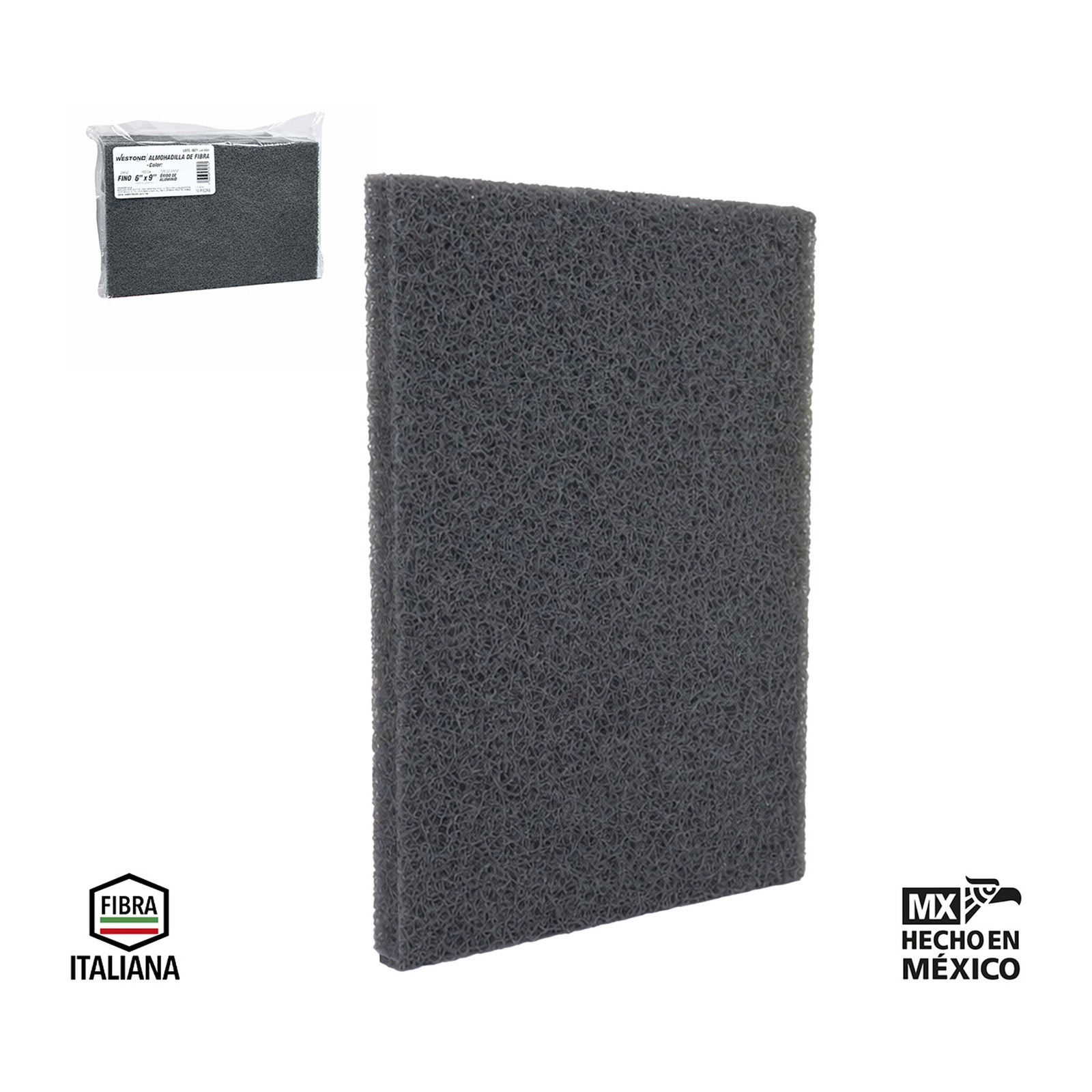 ALMOHADILLA DE FIBRA PRO GRIS (SIC-SF/G600) 6" X 9" (Precio x Pieza - Bolsa c/10 pzs)