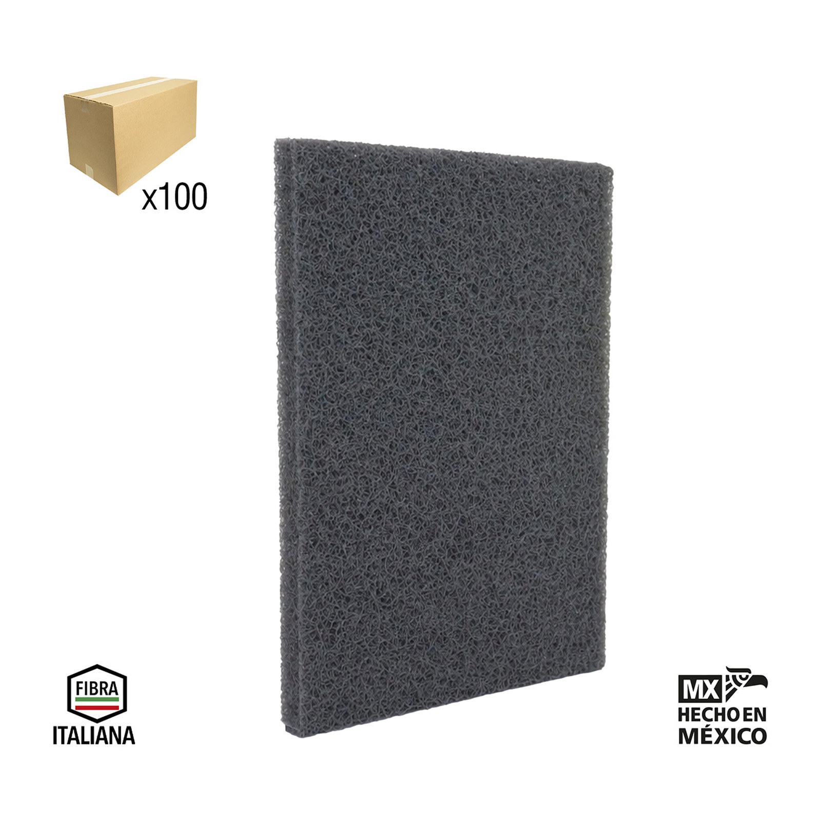 ALMOHADILLA DE FIBRA PRO GRIS (CS G600) 6"x9" (CAJA BULK 100 pzas sin bolsa - Precio x Caja)