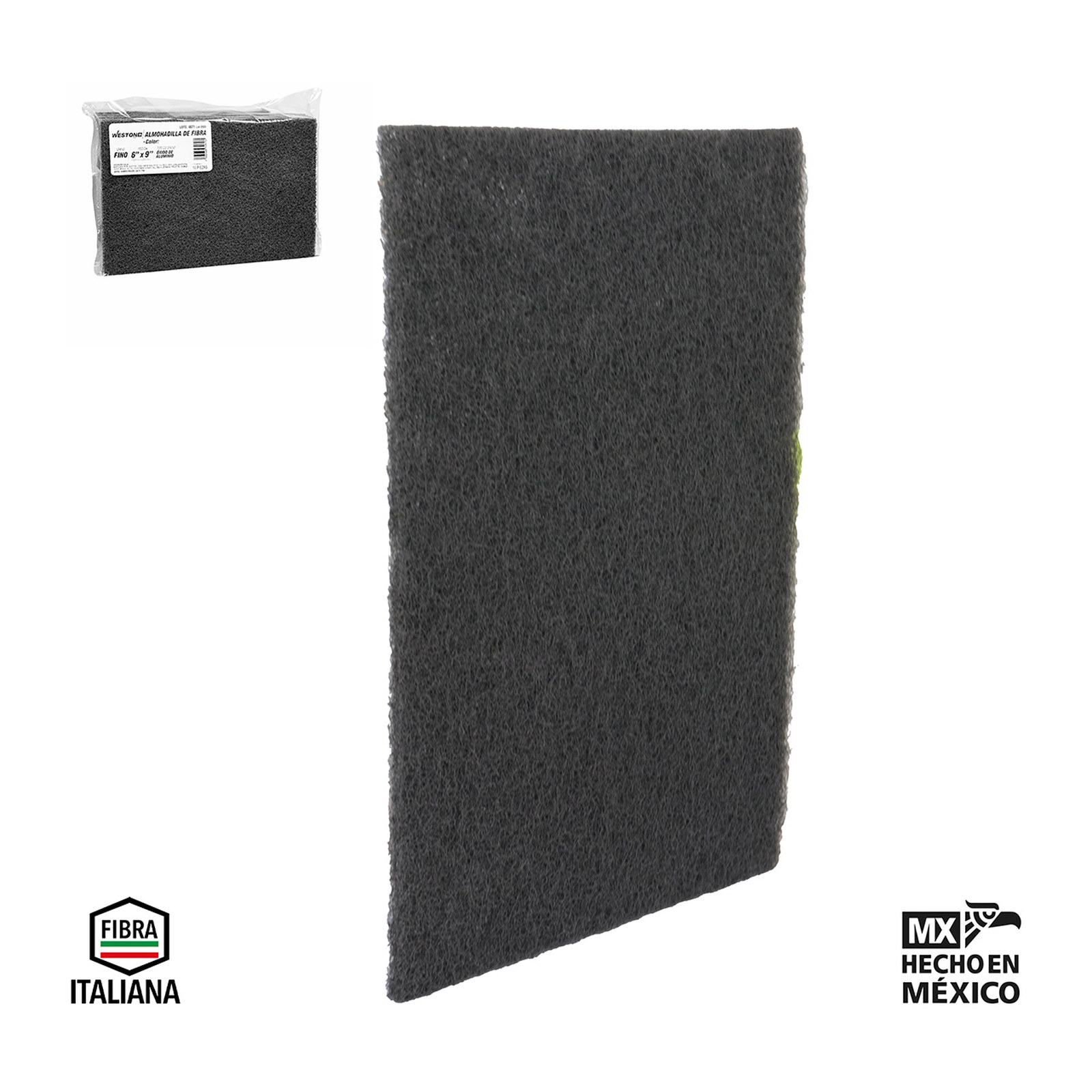 ALMOHADILLA DE FIBRA PRO GRIS (SIC-SF G1000) 6" X 9" (Precio x Pieza - Bolsa c/10 pzs)