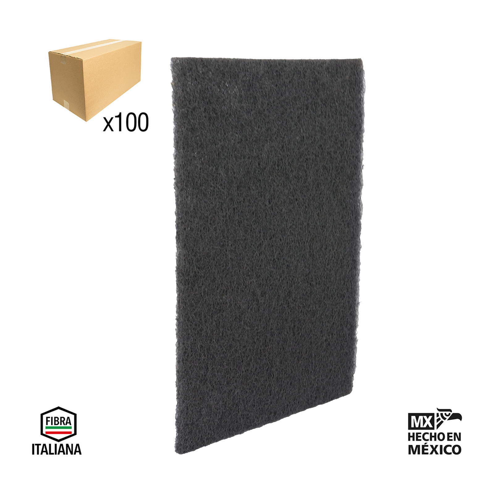 ALMOHADILLA DE FIBRA PRO GRIS (CS G1000) 6"x9" (CAJA BULK 100 pzas sin bolsa - Precio x Caja)