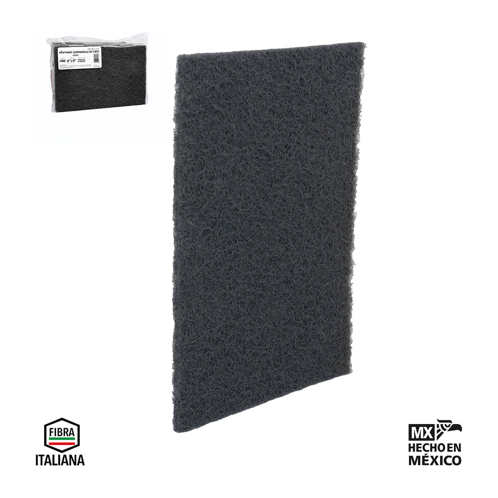 ALMOHADILLA DE FIBRA PRO GRIS (SIC-SF G1200) 6" X 9" (Precio x Pieza - Bolsa c/10 pzs)