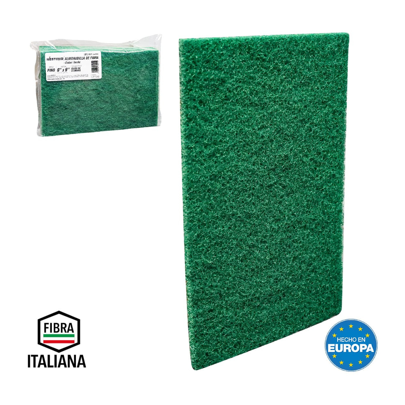 Almohadilla de Fibra Color Verde Weston Plus 6" x 9" (Bolsa con 10 Piezas)