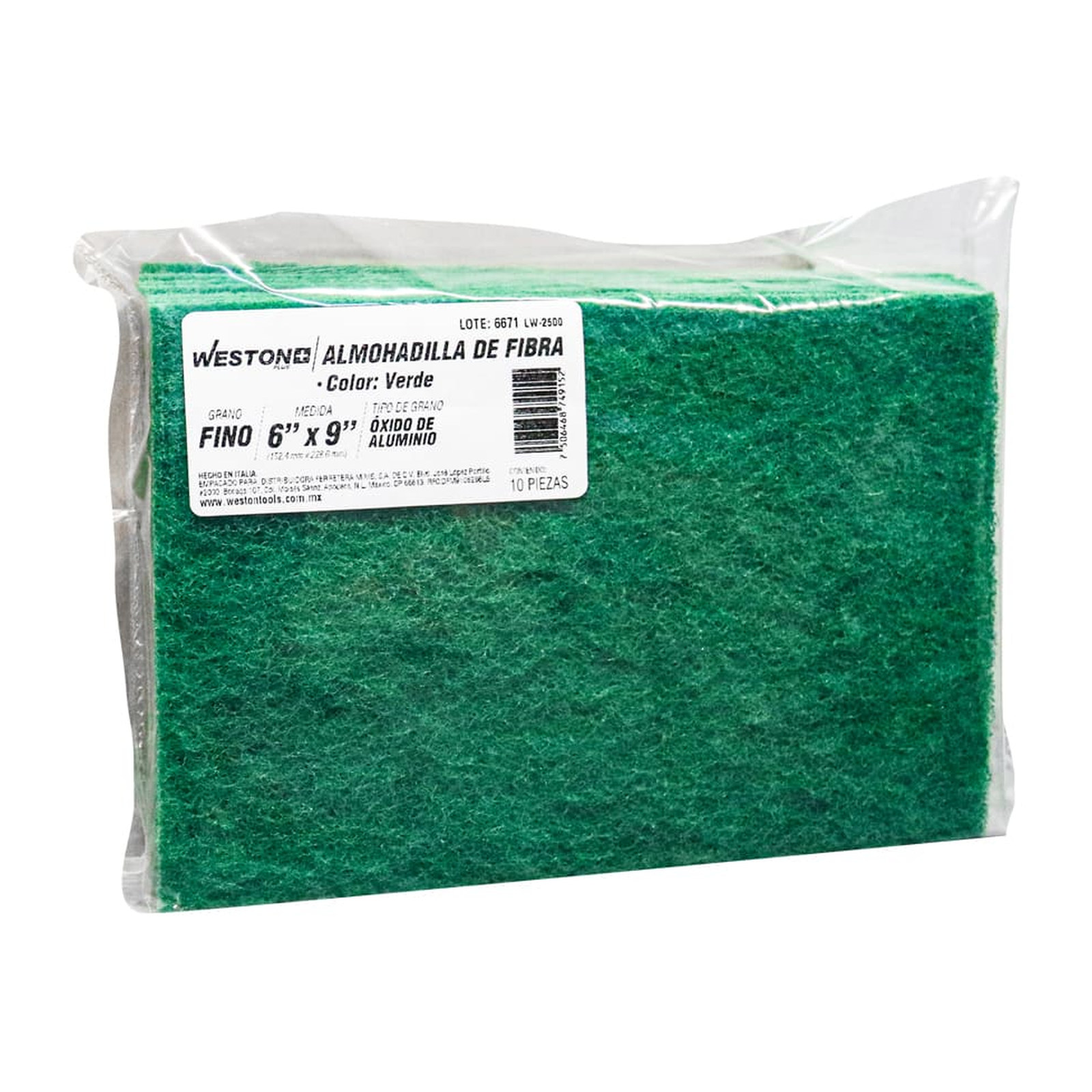 ALMOHADILLA DE FIBRA COLOR VERDE WESTON PLUS 6" X 9" (PRECIO X PIEZA - BOLSA C/10) - Imagen 4