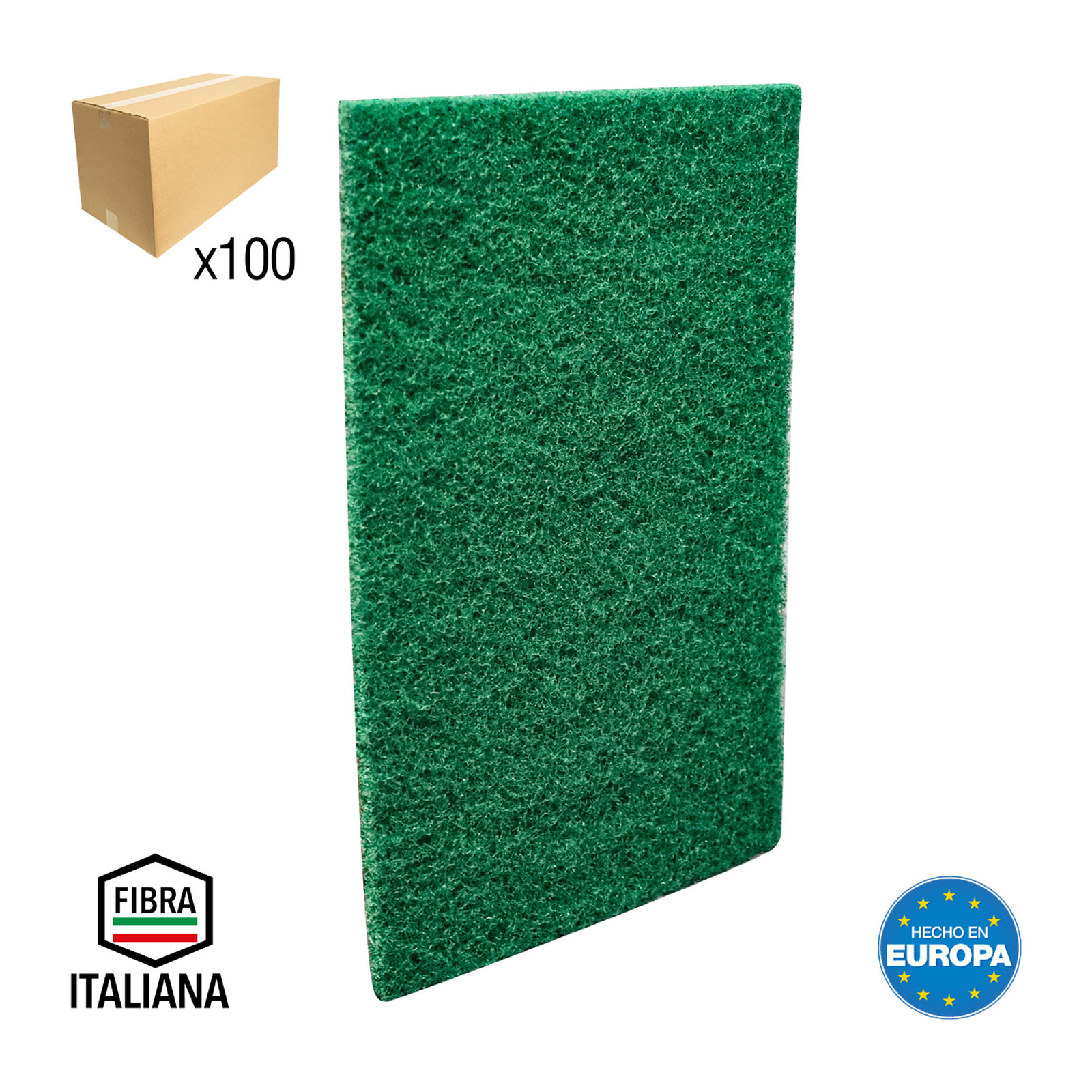 ALMOHADILLA DE FIBRA IND VERDE CLARO (FINO) 6"x9" (CAJA BULK 100 pzas sin bolsa - Precio x Caja)