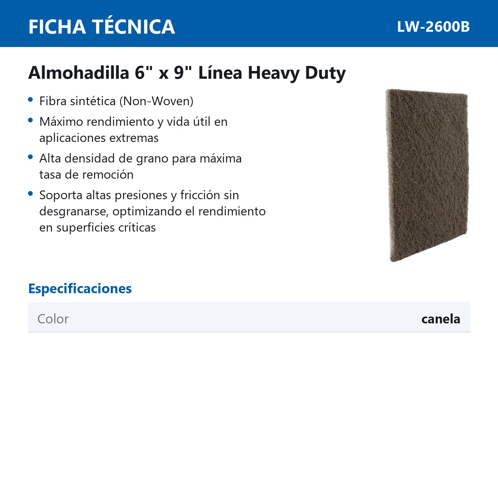 ALMOHADILLA DE FIBRA HD BEIGE / CANELA (MEDIUM) 6"x9" (CAJA BULK 100 pzas sin bolsa - Precio x Caja) - Imagen 4