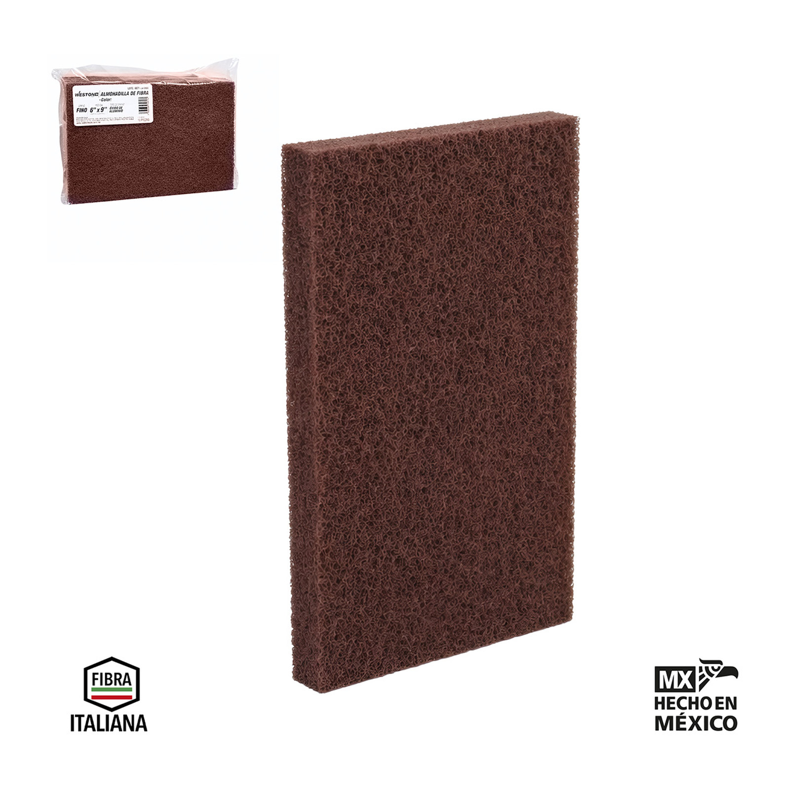 ALMOHADILLA DE FIBRA MARRON OSCURO HD (MUY FINO) 6"x9" (PRECIO X PIEZA - BOLSA C/10)