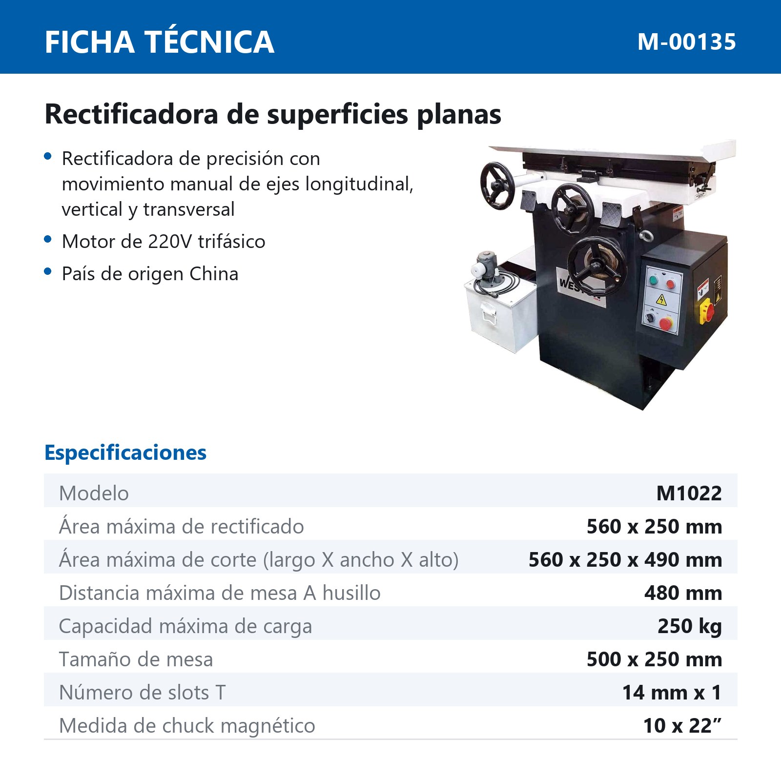 RECTIFICADORA DE SUPERFICIES PLANAS 10X22" - Imagen 2