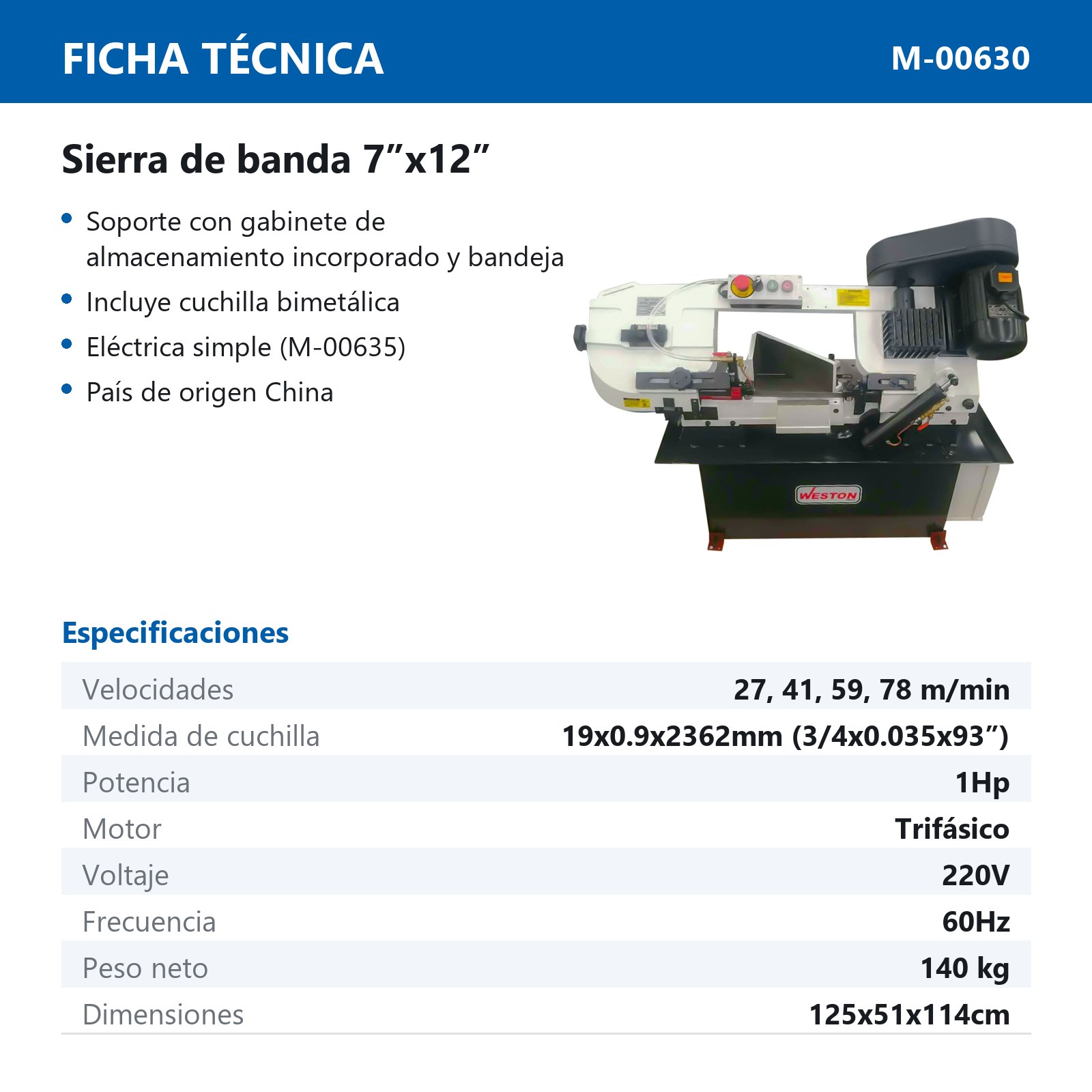 SIERRA DE BANDA 7" 220V (3PH) - Imagen 2
