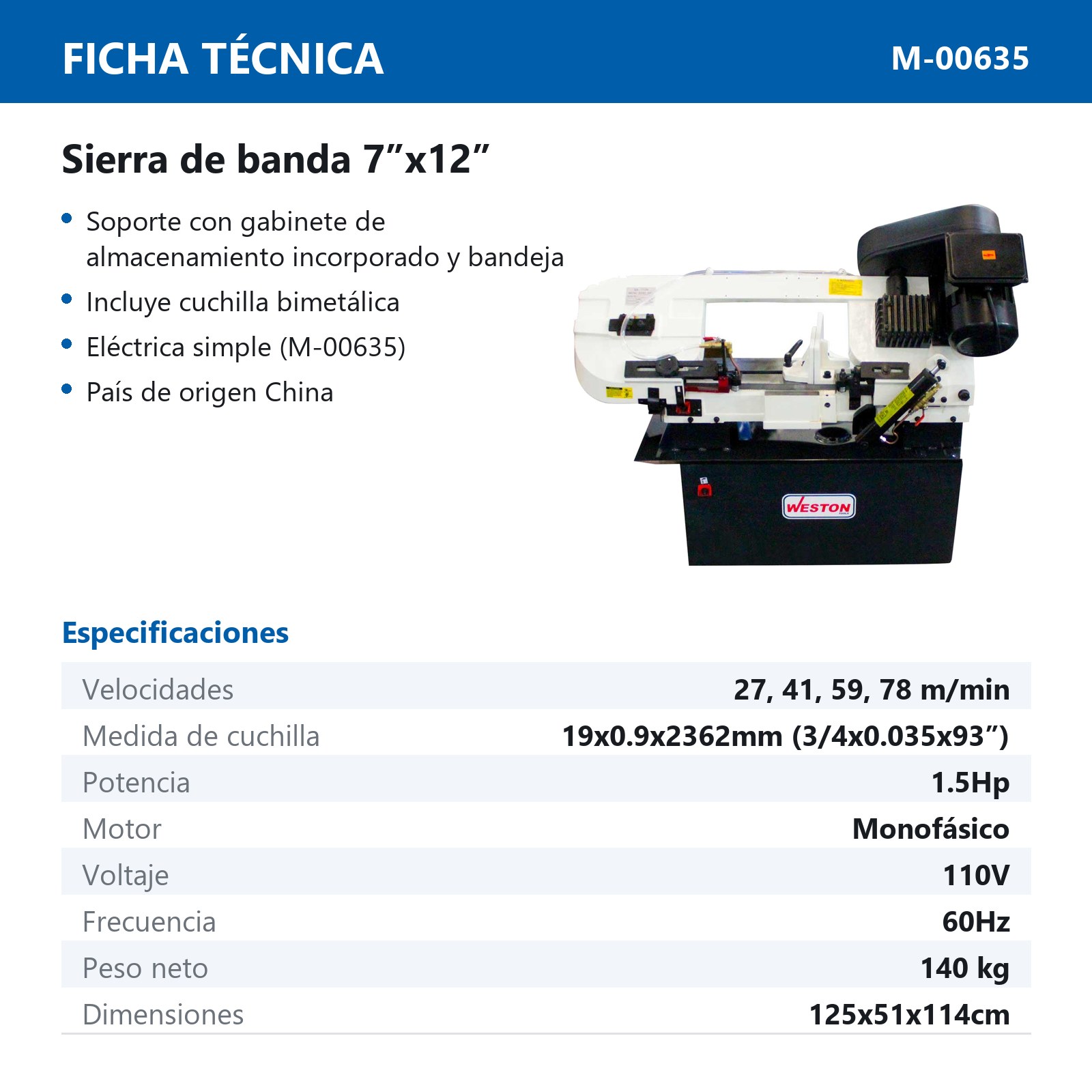 SIERRA DE BANDA 7" C/SISTEMA ELEC. SEN. (110V) - Imagen 3