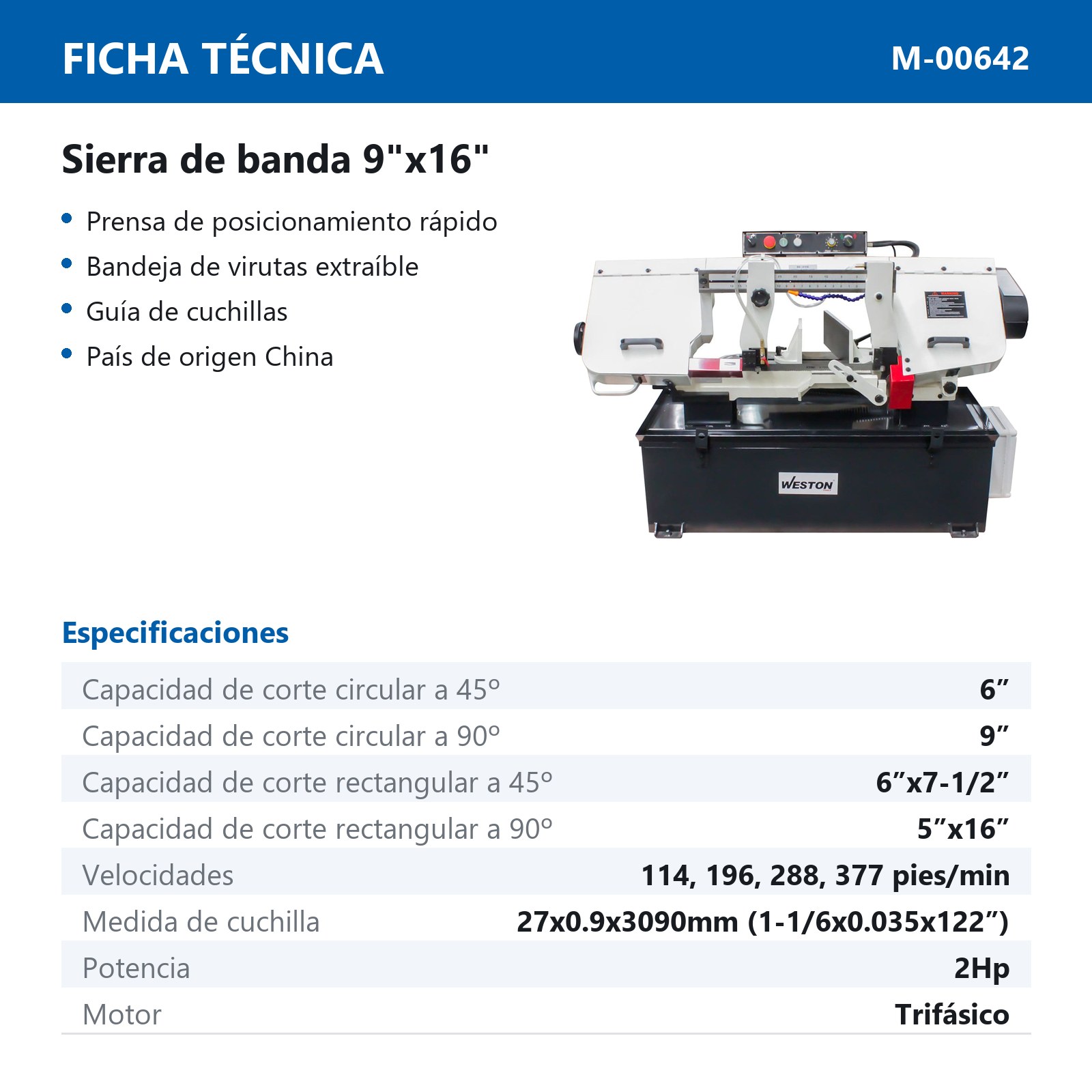 SIERRA DE BANDA 9" (5" x 16") 220V (3PH) - Imagen 4
