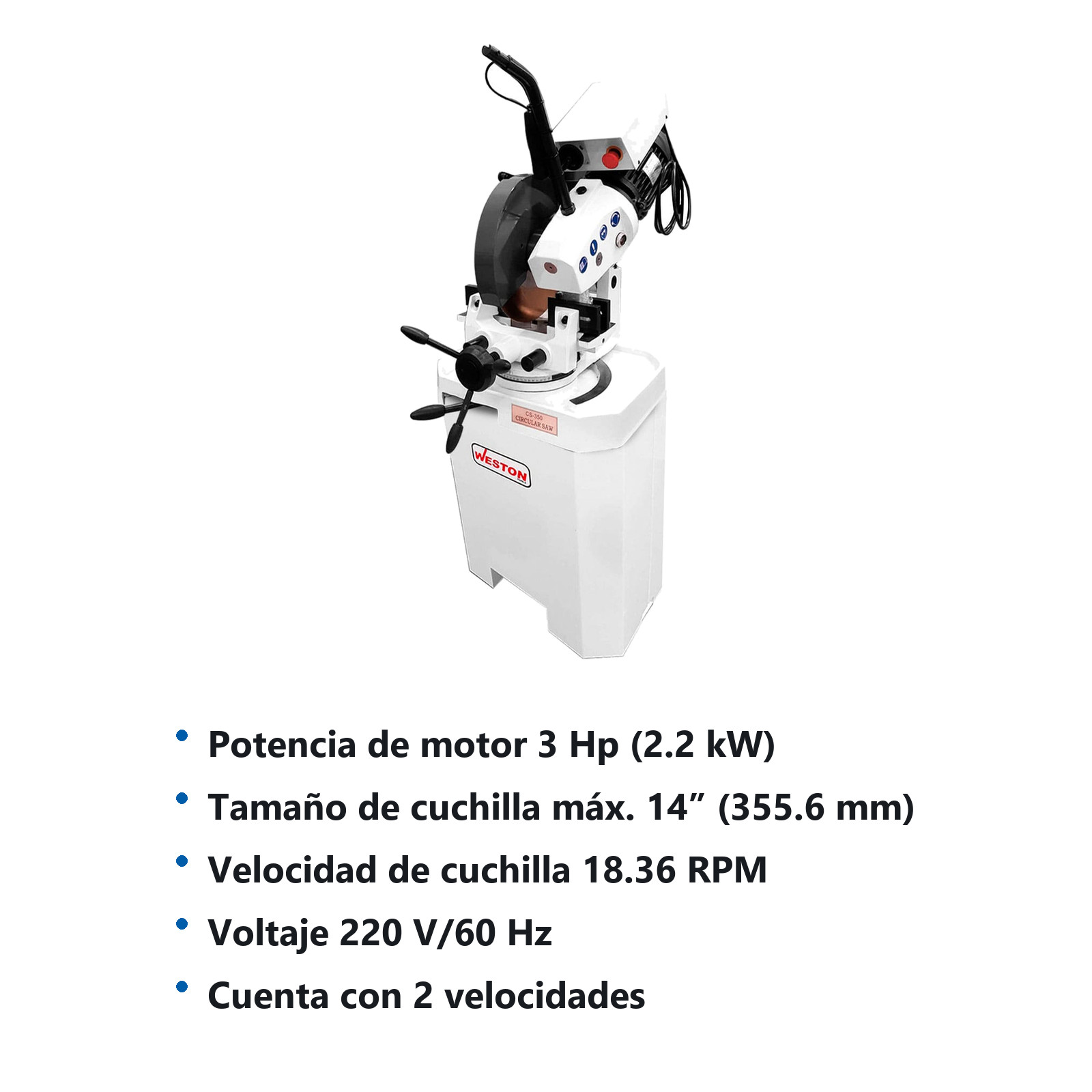 SIERRA TRONZADORA BAJA RPM DE DISCO 14" 220V 3PH - Imagen 3