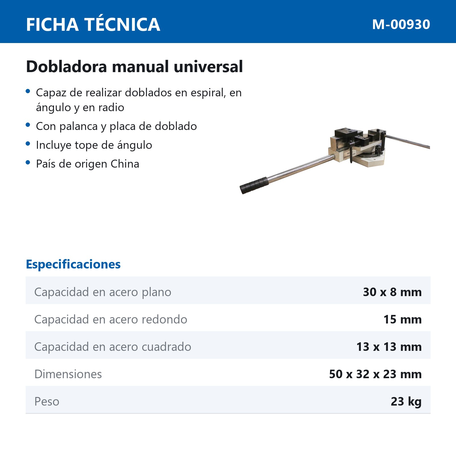 DOBLADORA MANUAL UNIVERSAL - Imagen 2