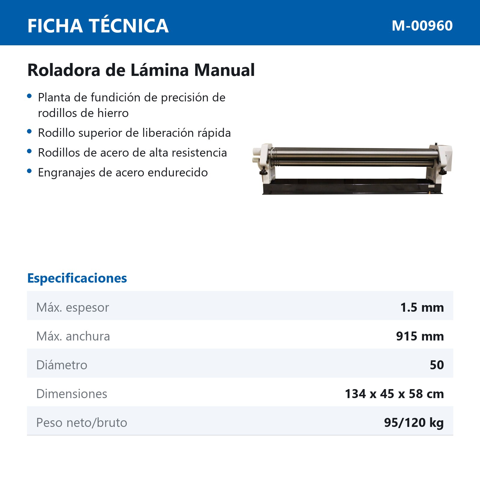 ROLADORA DE LAMINA MANUAL 915MM - Imagen 2