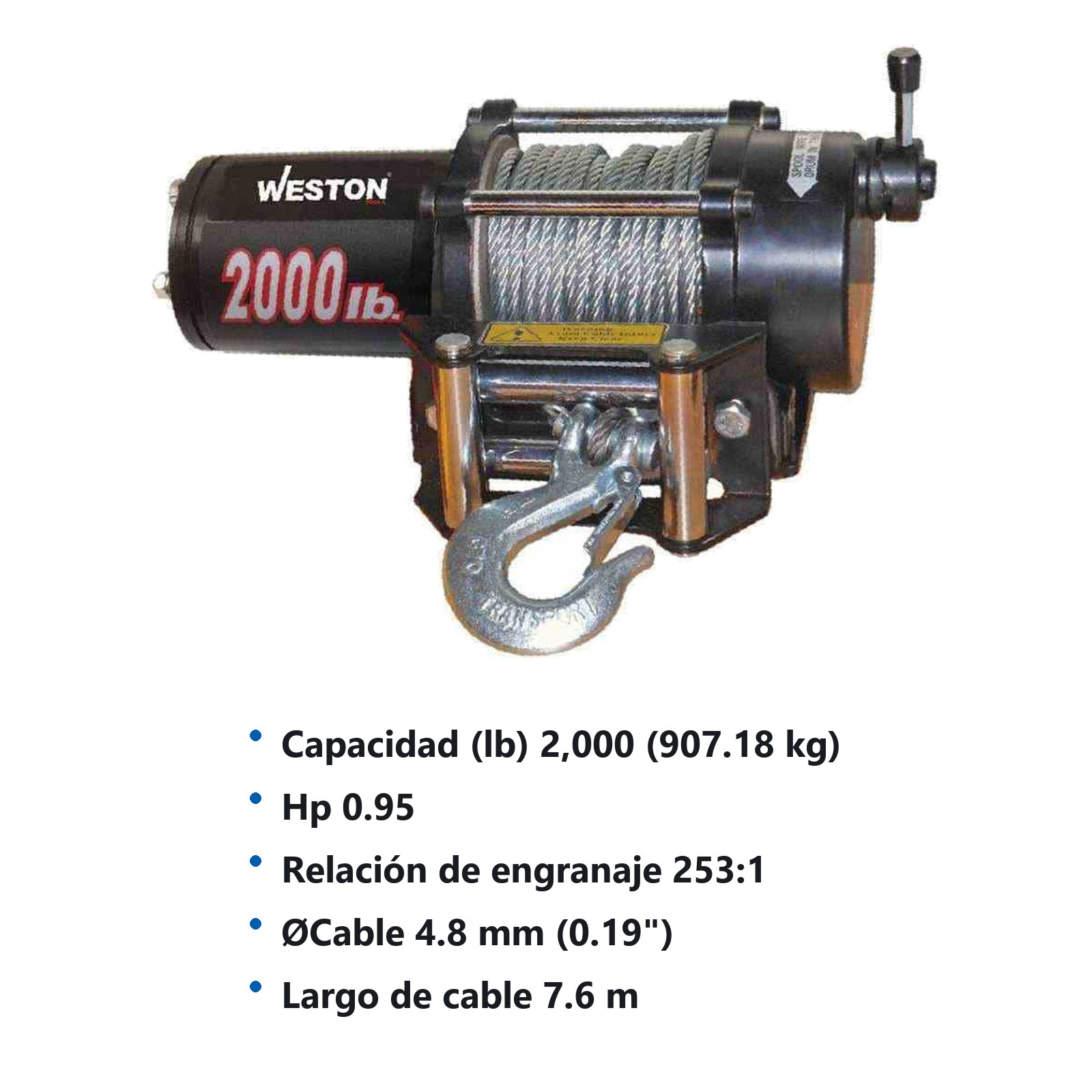 WINCH ELECTRICO DW2000 12V-2000LBS - Imagen 2