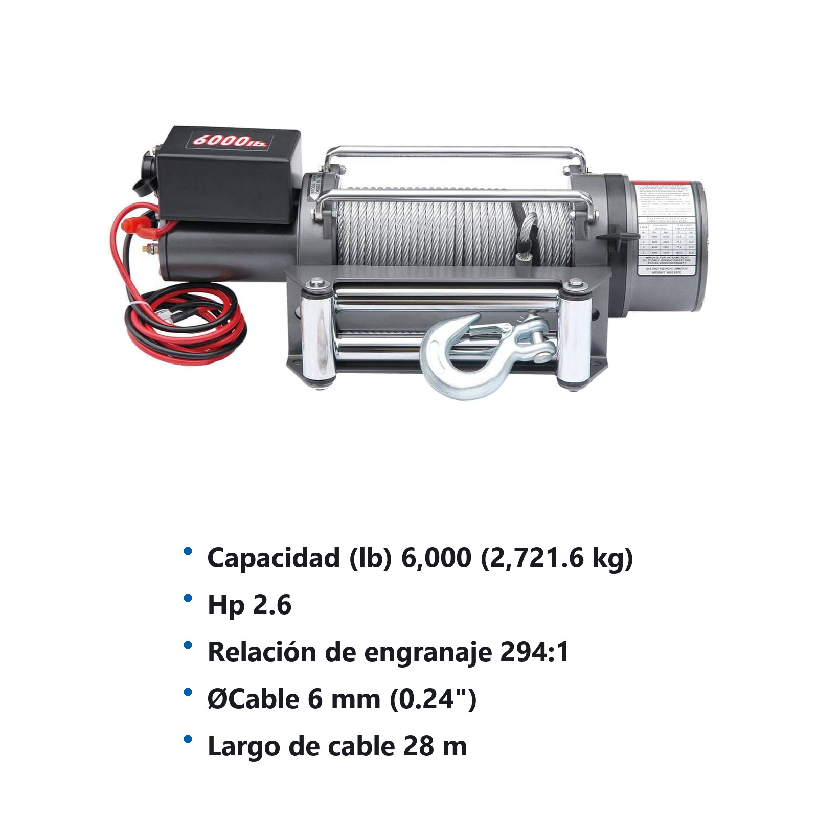 WINCH ELECTRICO DW6000 12V-6000LBS - Imagen 2